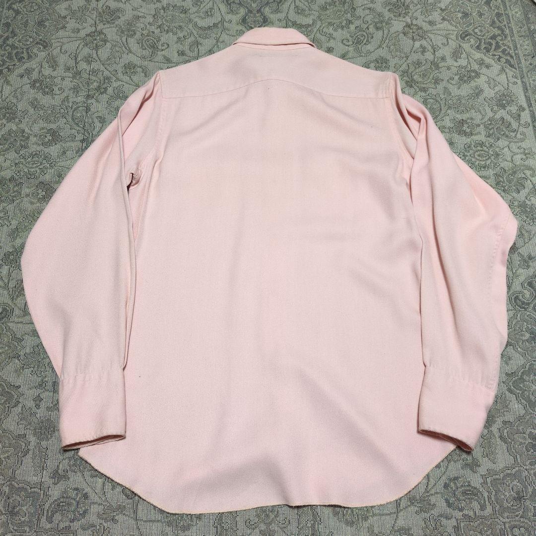 50s HbarC サーモンピンク レーヨンギャバシャツ