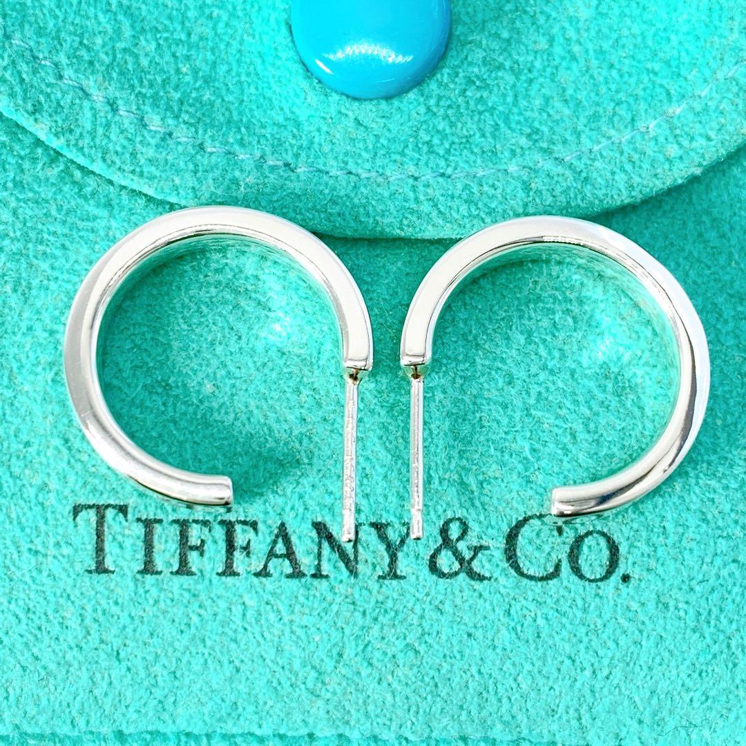 美品 ティファニー 1837 ナロー フープ ピアス キャッチ社外品 シルバー