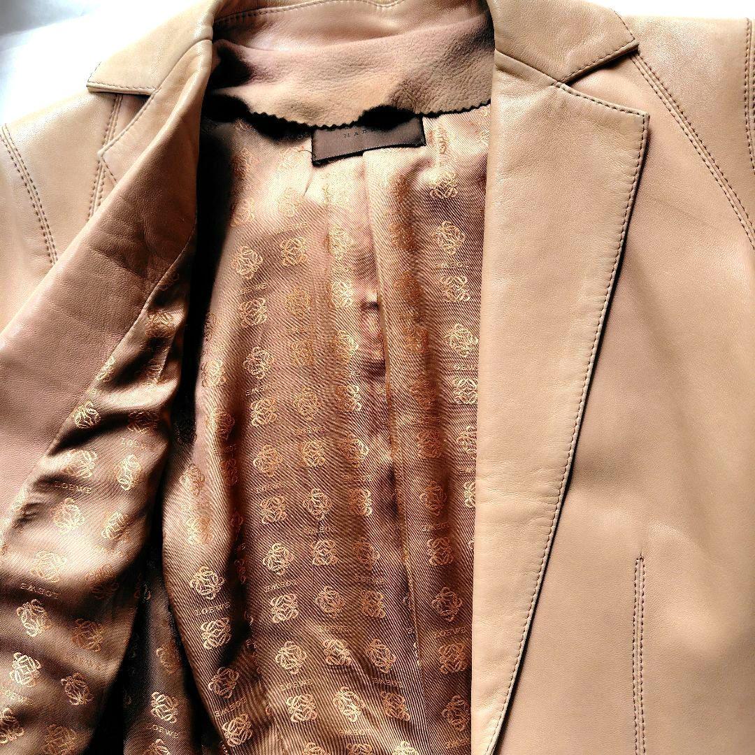 LOEWE ロエベ レザージャケット アナグラム 子羊 ピンクベージュ