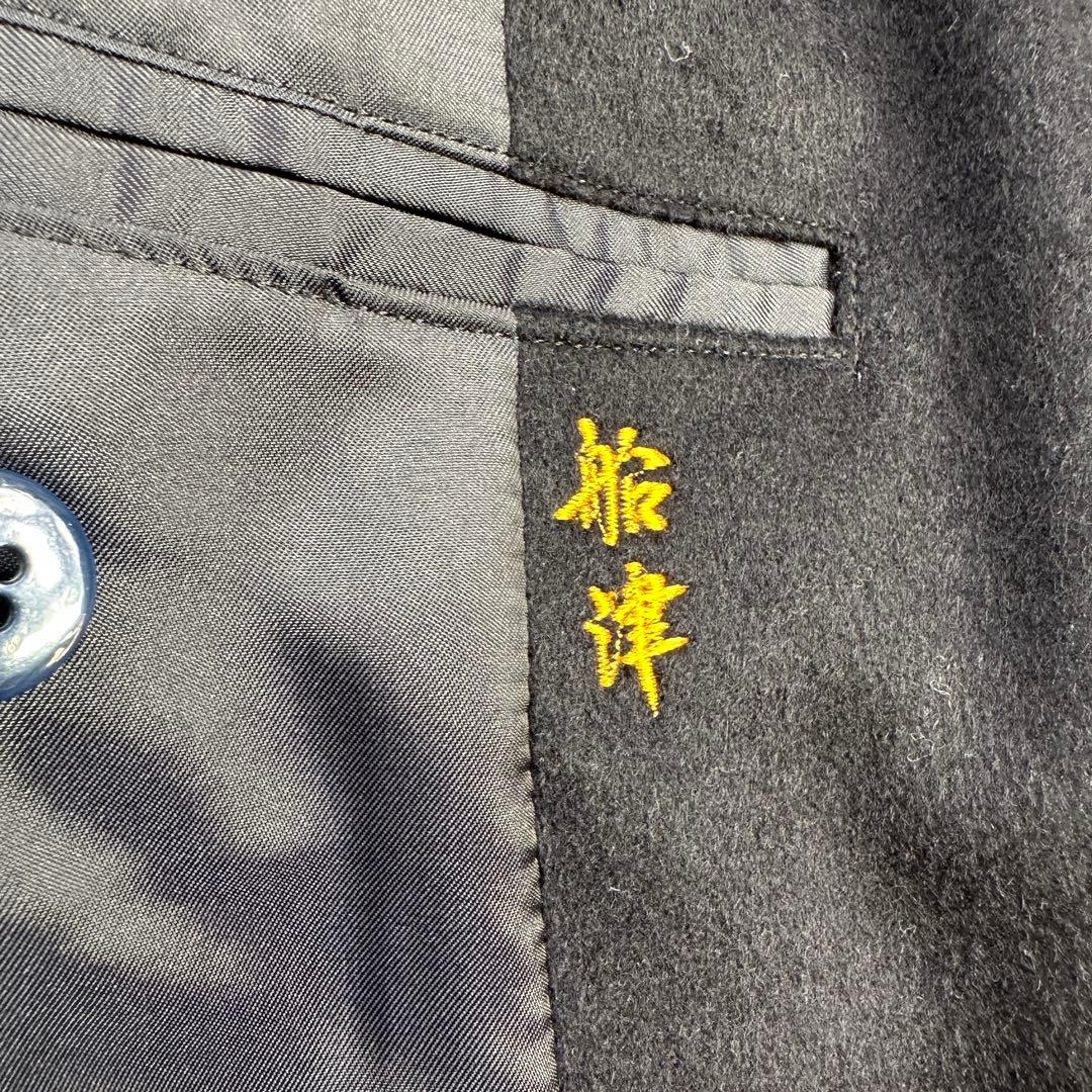 美品 大きいサイズ【SANYO】カシミヤ ウール ステンカラーコート 比翼 紺