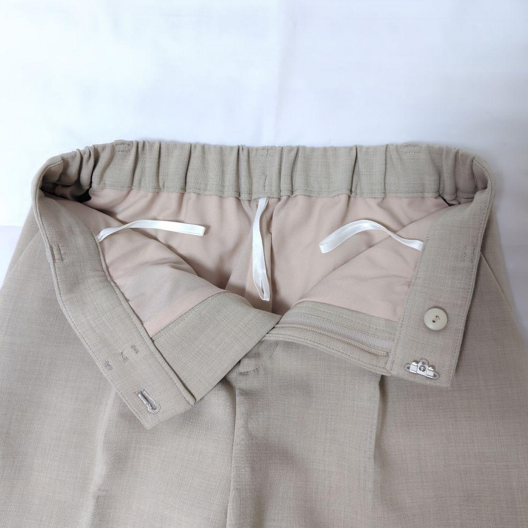 美品 INDIVI 洗える リバー 二重織 ノーカラー ジャケット セットアップ