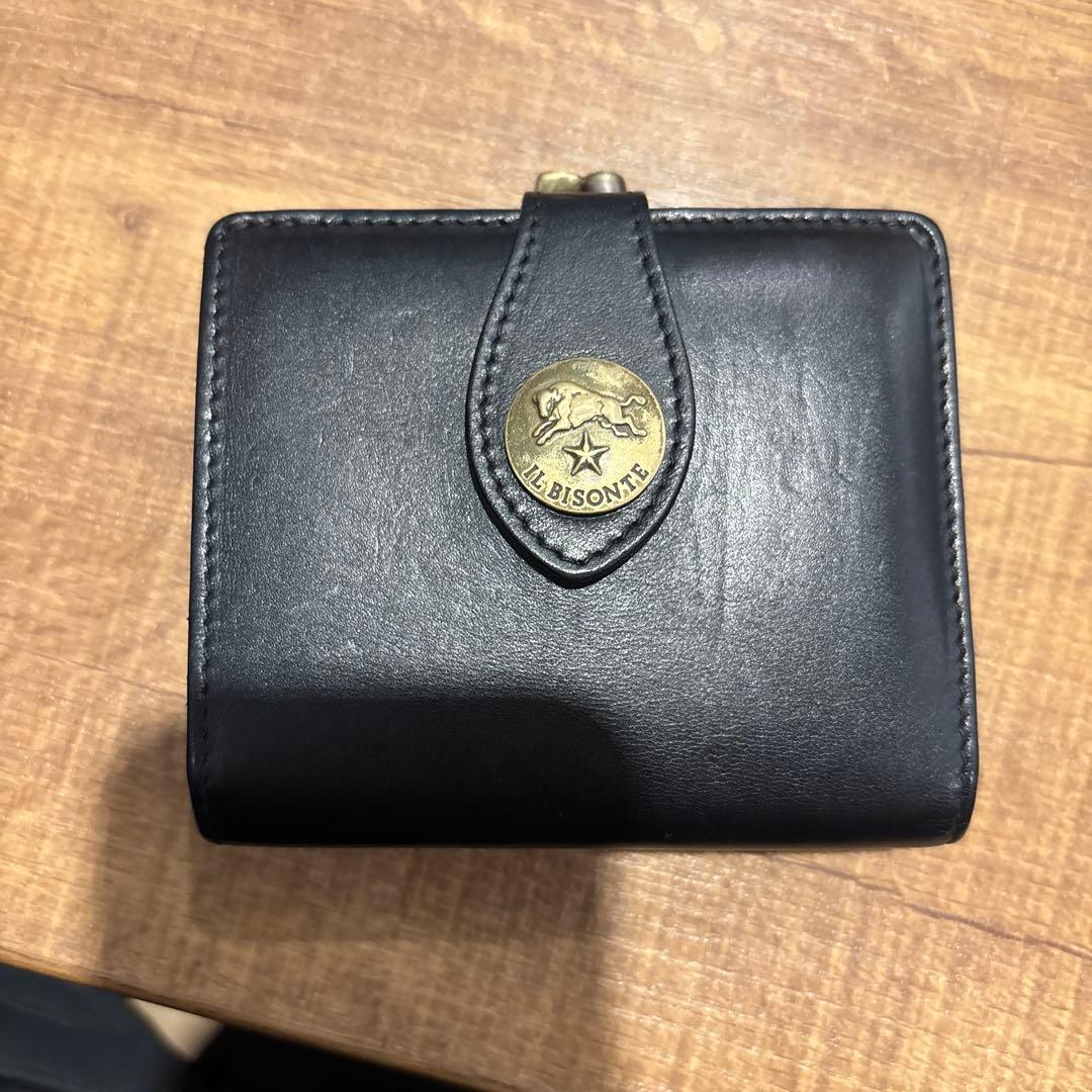 IL BISONTE ガマ口二つ折り財布 黒