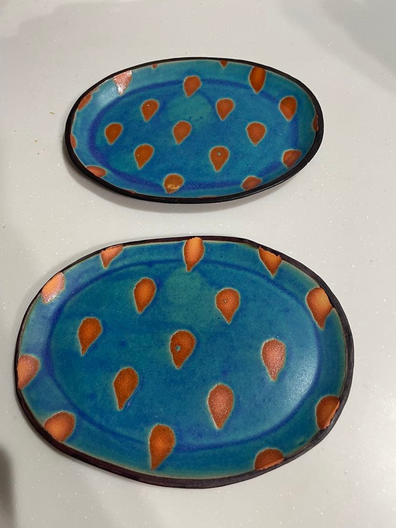 atelier quichane 青色の楕円皿 2枚セット