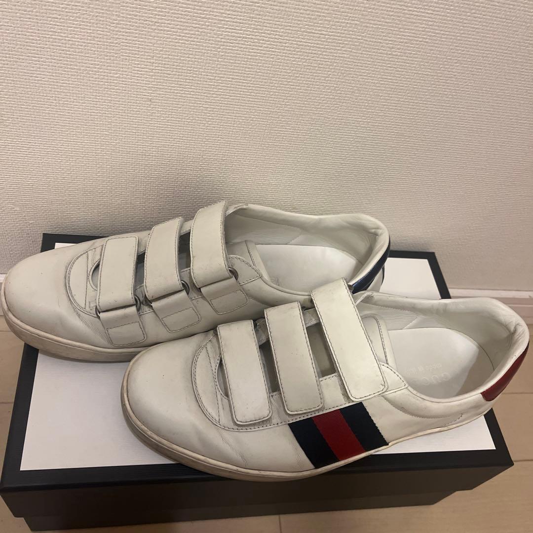 ホワイトレザー ベルクロスニーカー