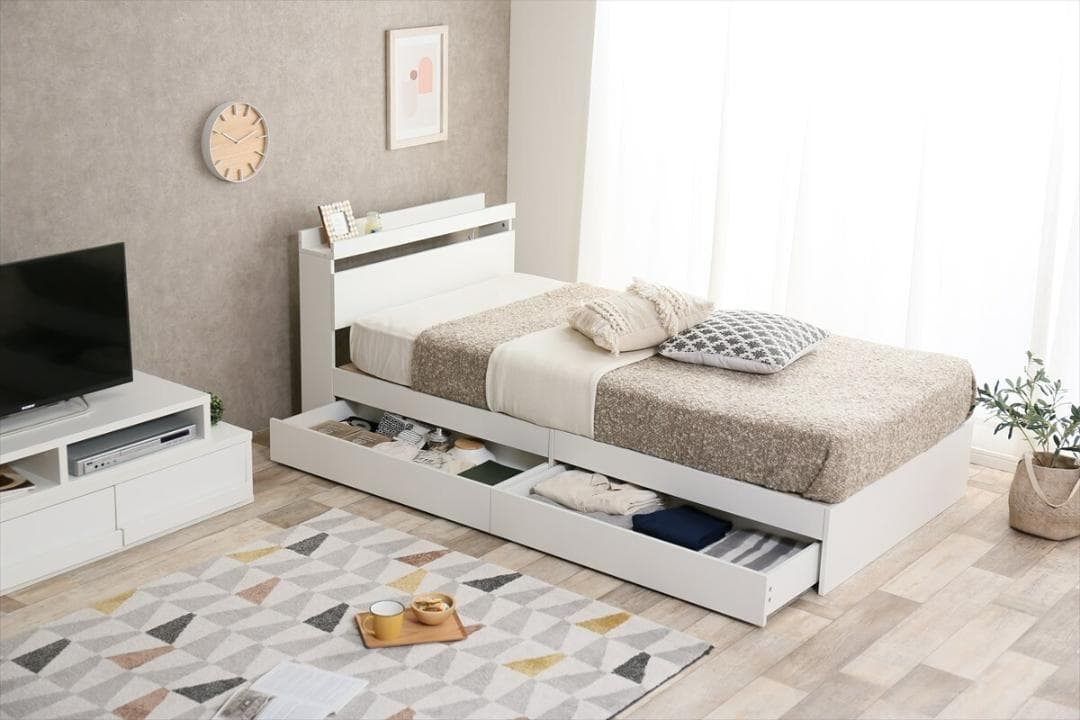 IN BD PT　シングルベット　フレームのみ　ホワイト