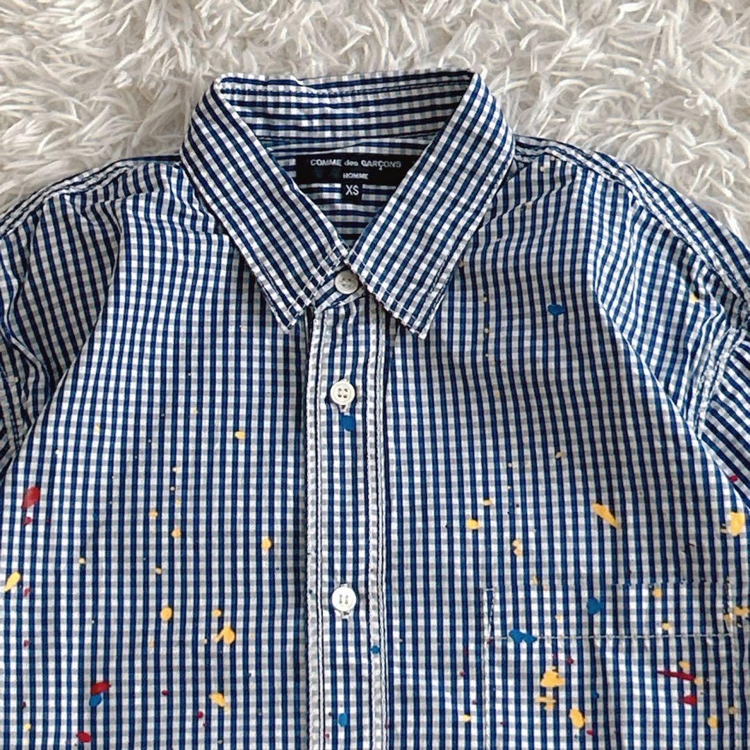 希少品✨ コムデギャルソンオム ペンキ加工 ギンガムチェックロングスリーブシャツ