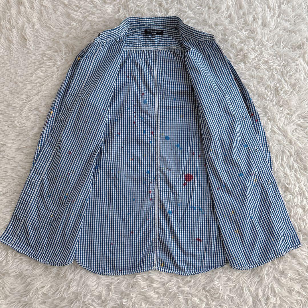 希少品✨ コムデギャルソンオム ペンキ加工 ギンガムチェックロングスリーブシャツ