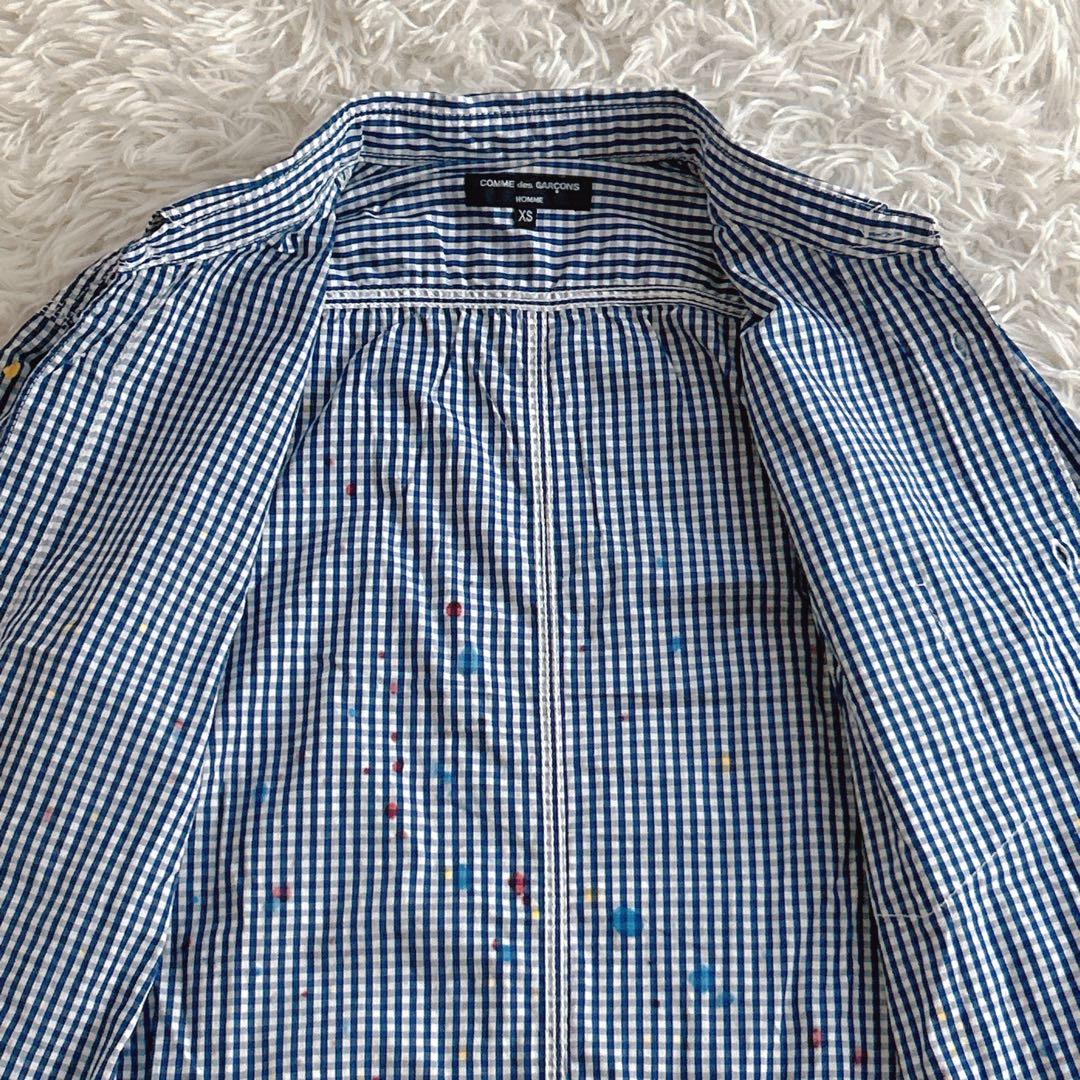 希少品✨ コムデギャルソンオム ペンキ加工 ギンガムチェックロングスリーブシャツ