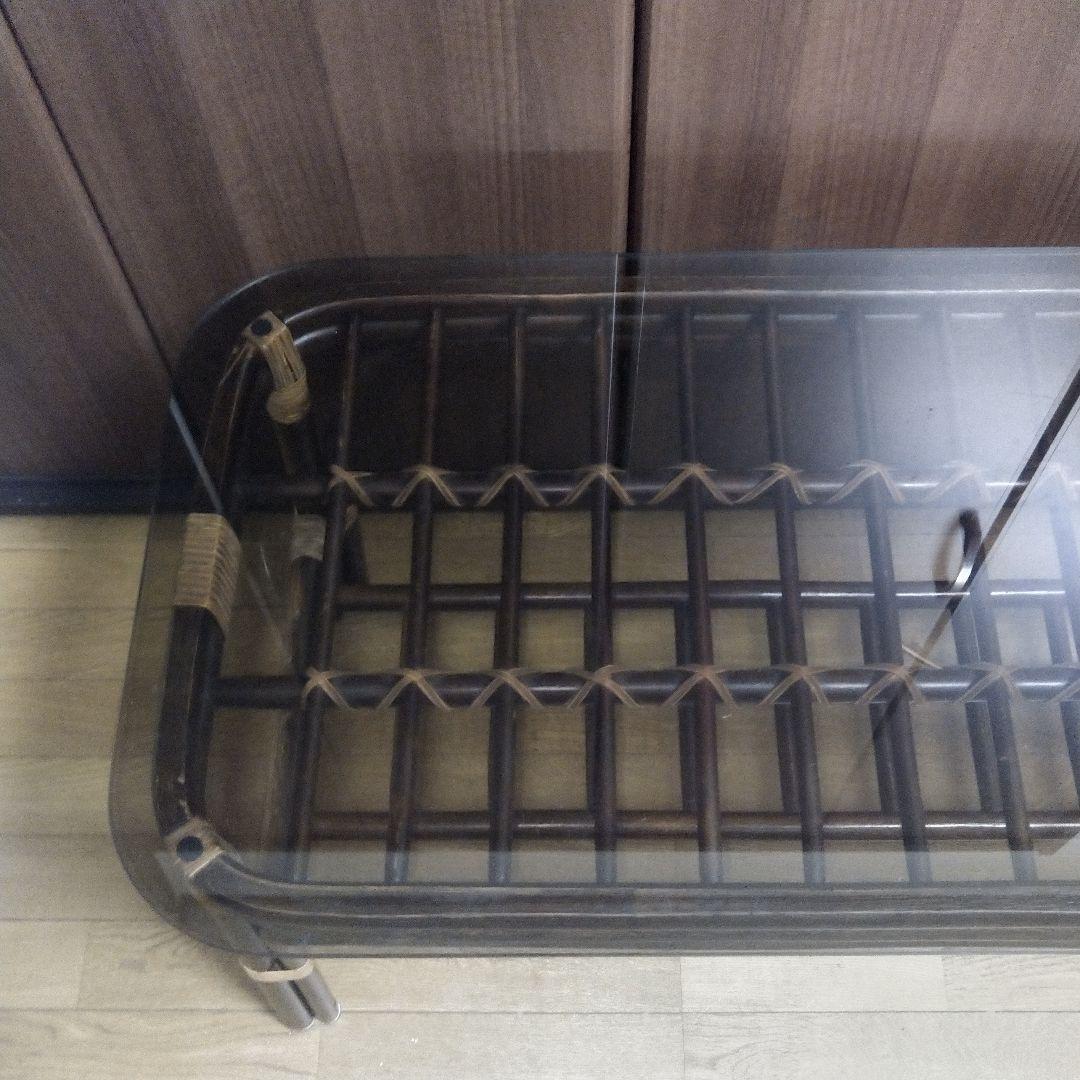 ラタン ガラステーブル センターテーブル ローテーブル コーヒーテーブル