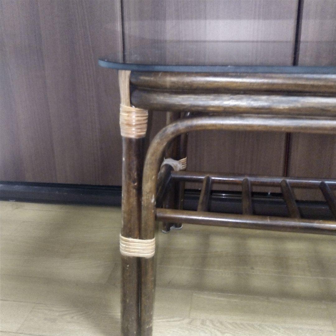 ラタン ガラステーブル センターテーブル ローテーブル コーヒーテーブル