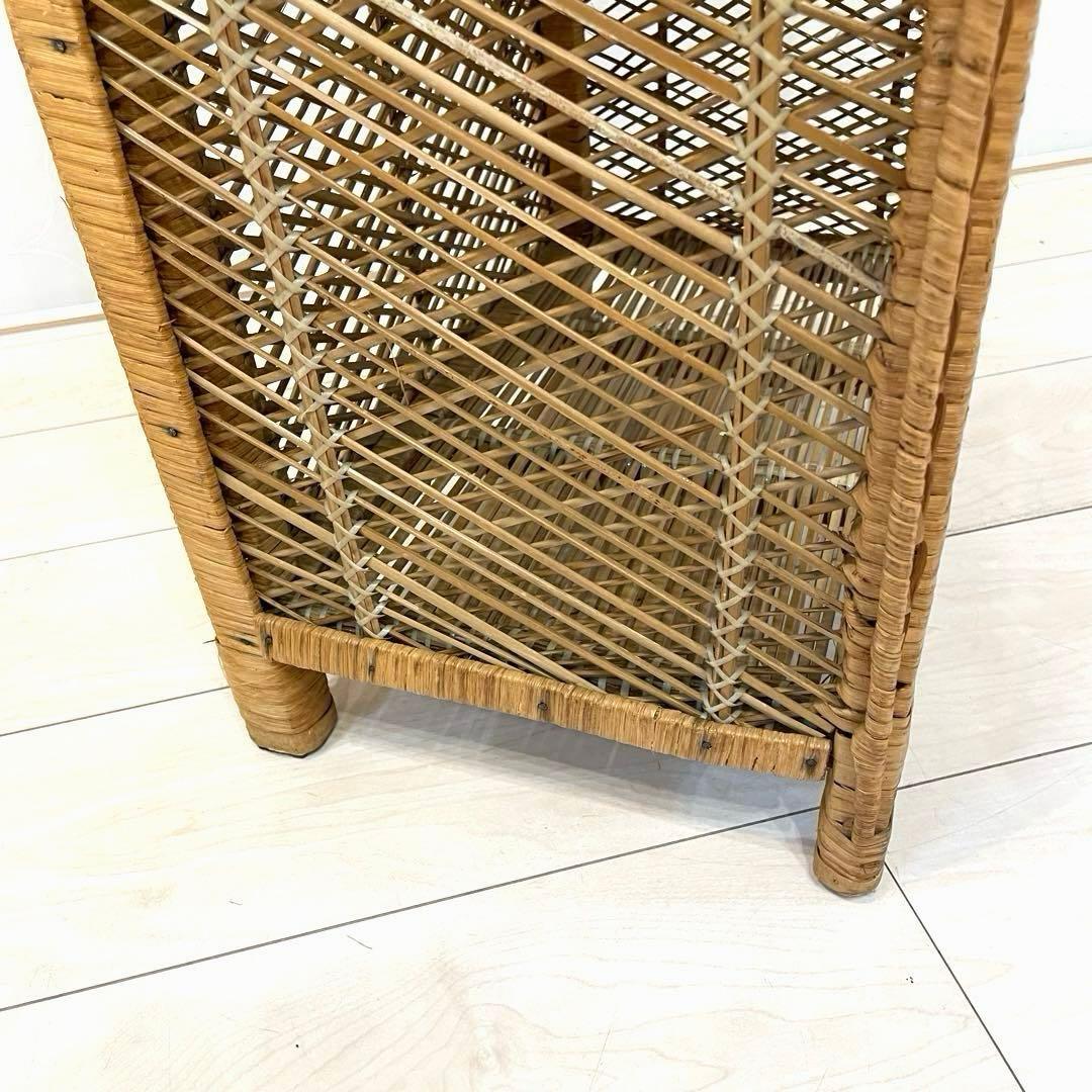 【希少】ラタンラック 4段 籐製シェルフ 収納家具 アンティーク 昭和レトロ