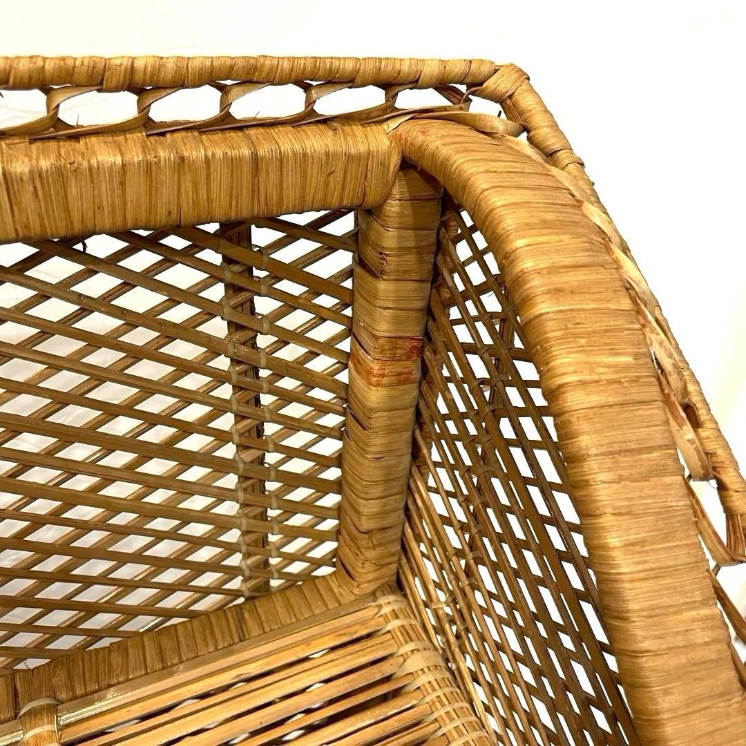 【希少】ラタンラック 4段 籐製シェルフ 収納家具 アンティーク 昭和レトロ