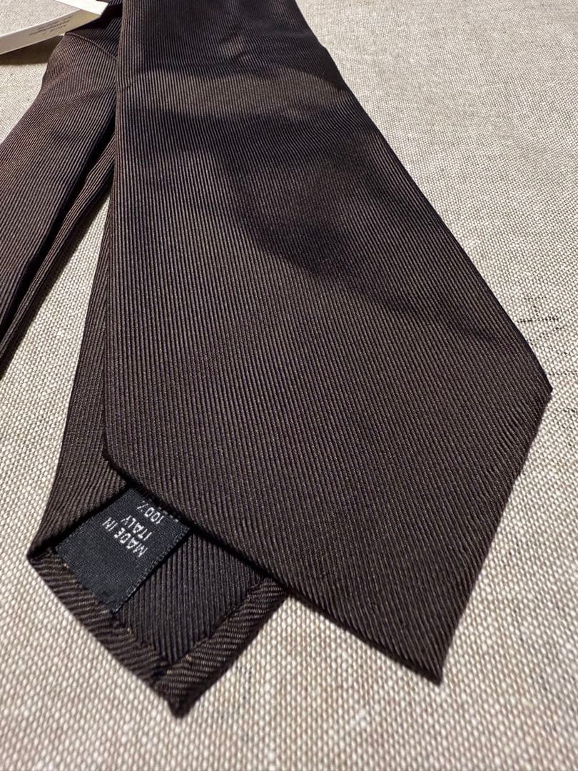 【新品】Atto Vannucci／セッテピエゲ／シルクソリッドタイ／ブラウン
