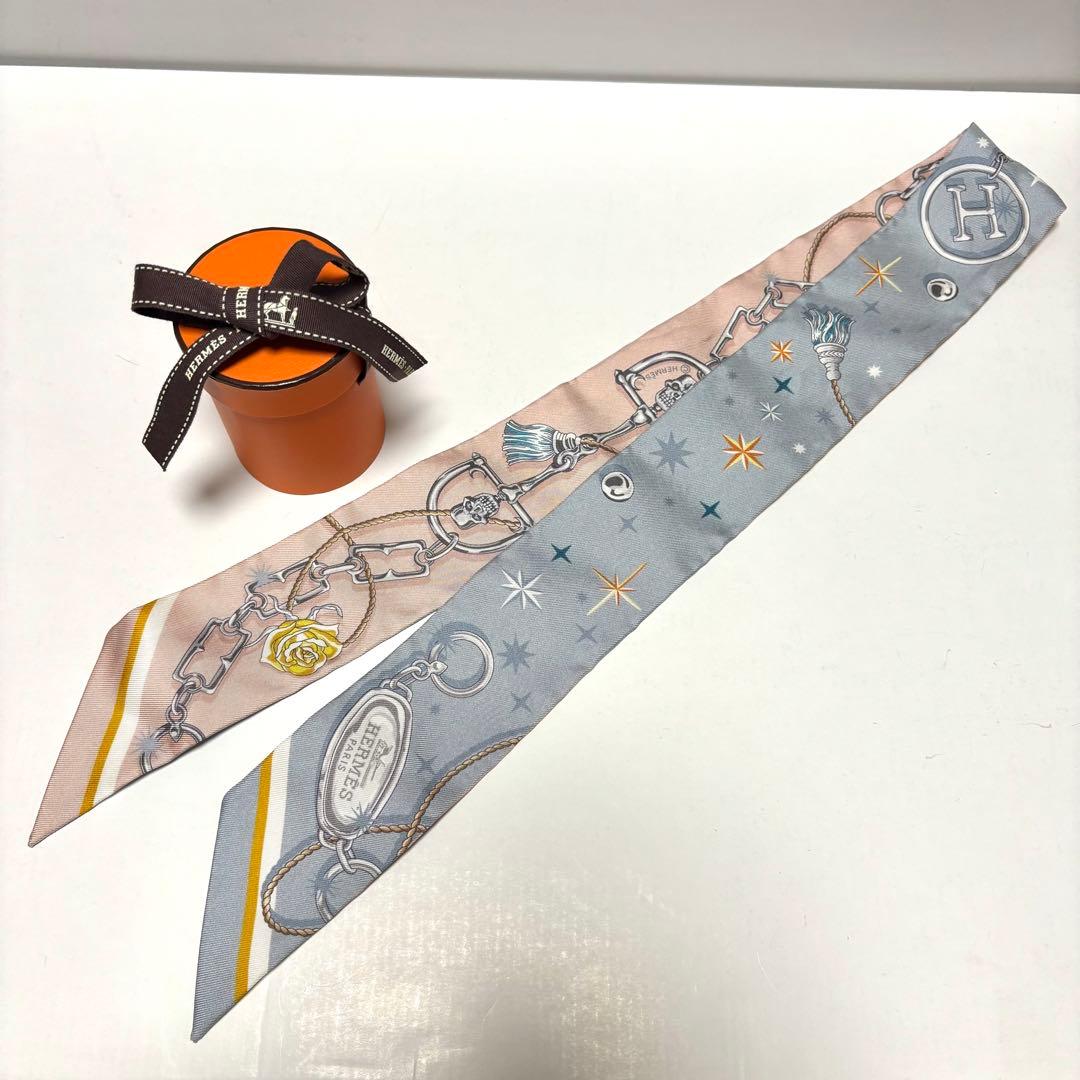 【新品未使用】エルメス ツイリー 2025年新作 セラフェット ブルー/ローズ