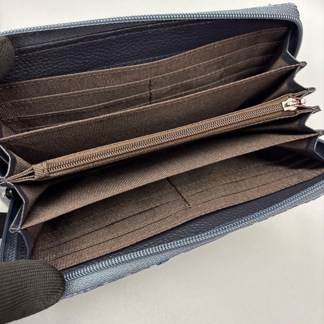 ネイビー　パイソン財布　パイソン　長財布　財布　蛇革　本革　レアカラー