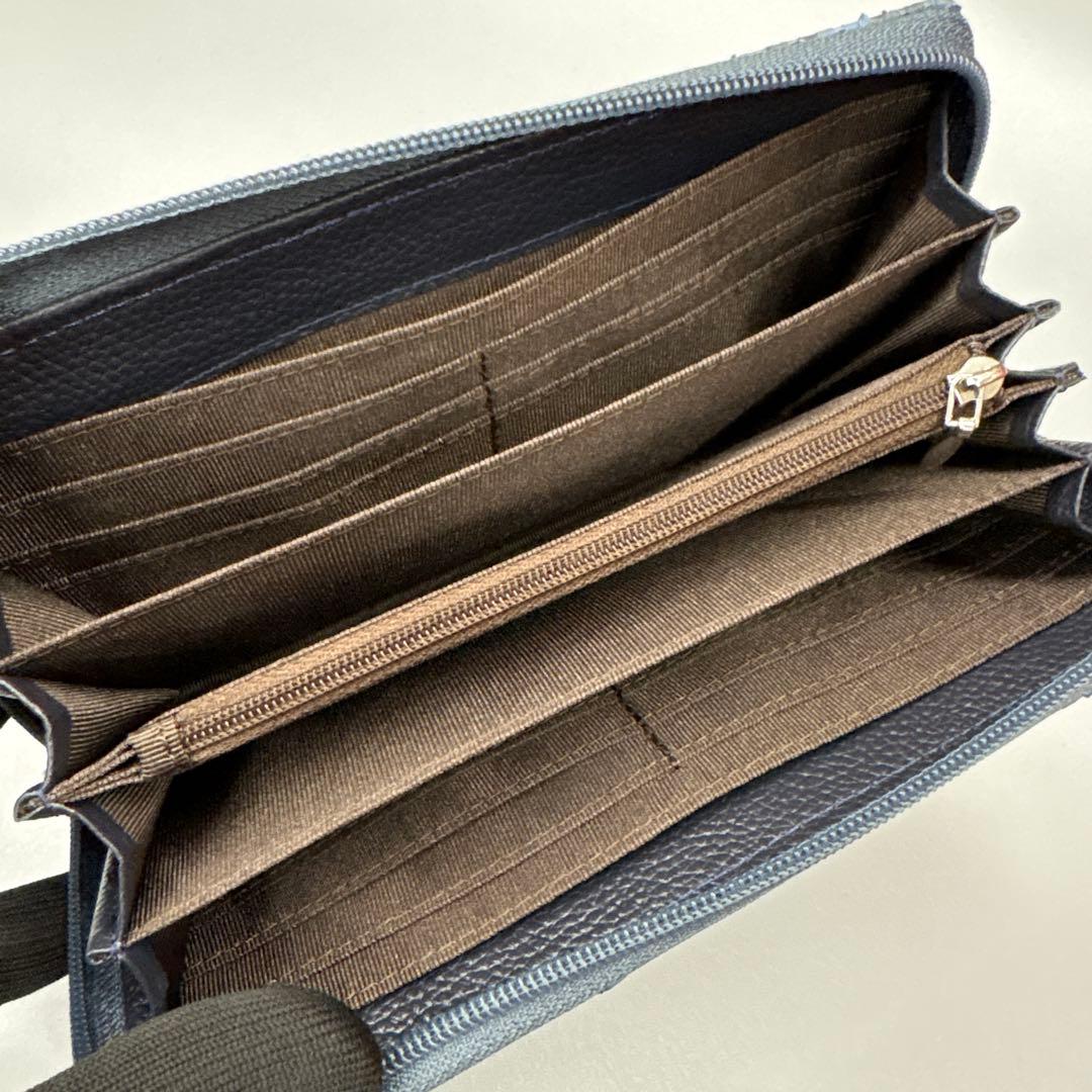 ネイビー　パイソン財布　パイソン　長財布　財布　蛇革　本革　レアカラー