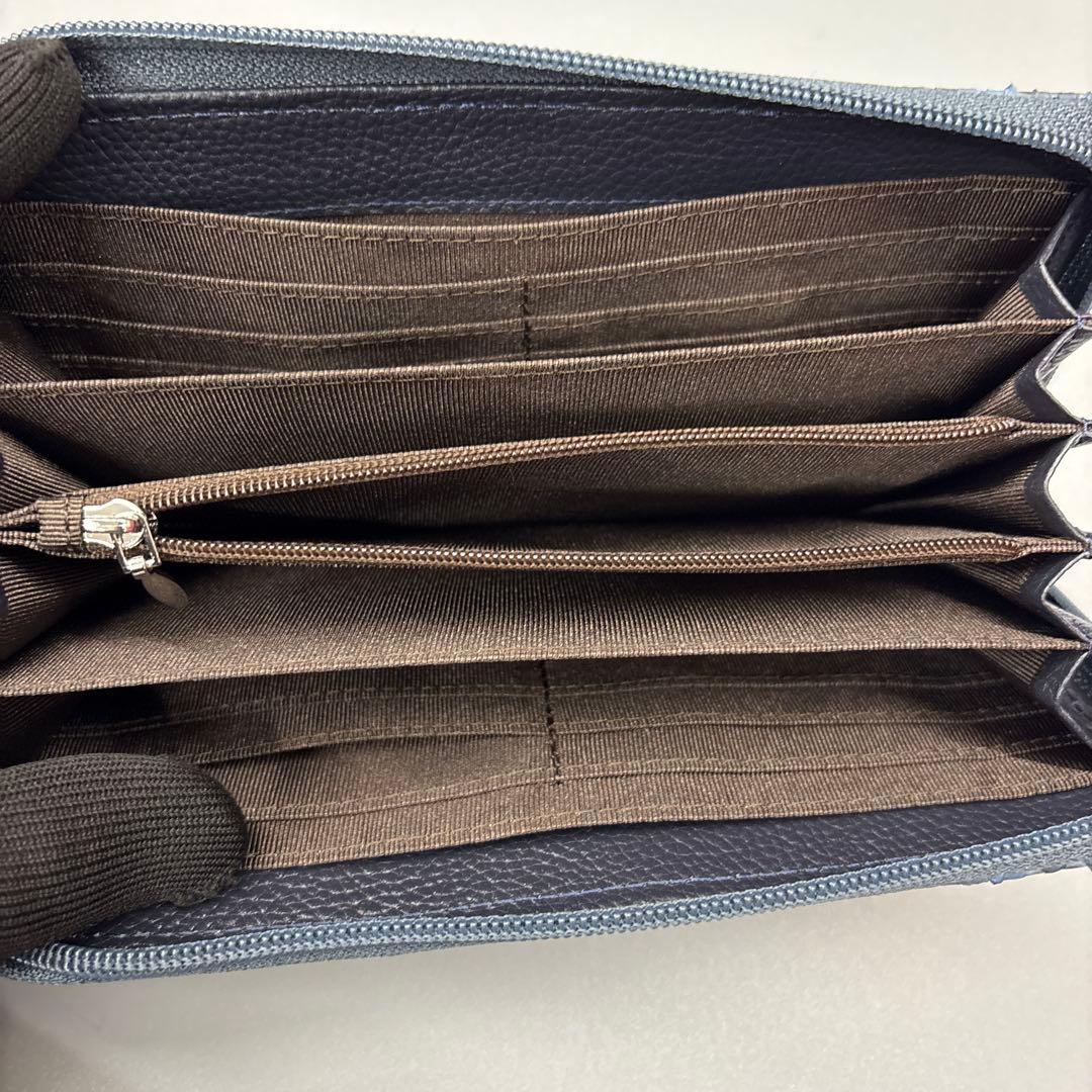 ネイビー　パイソン財布　パイソン　長財布　財布　蛇革　本革　レアカラー