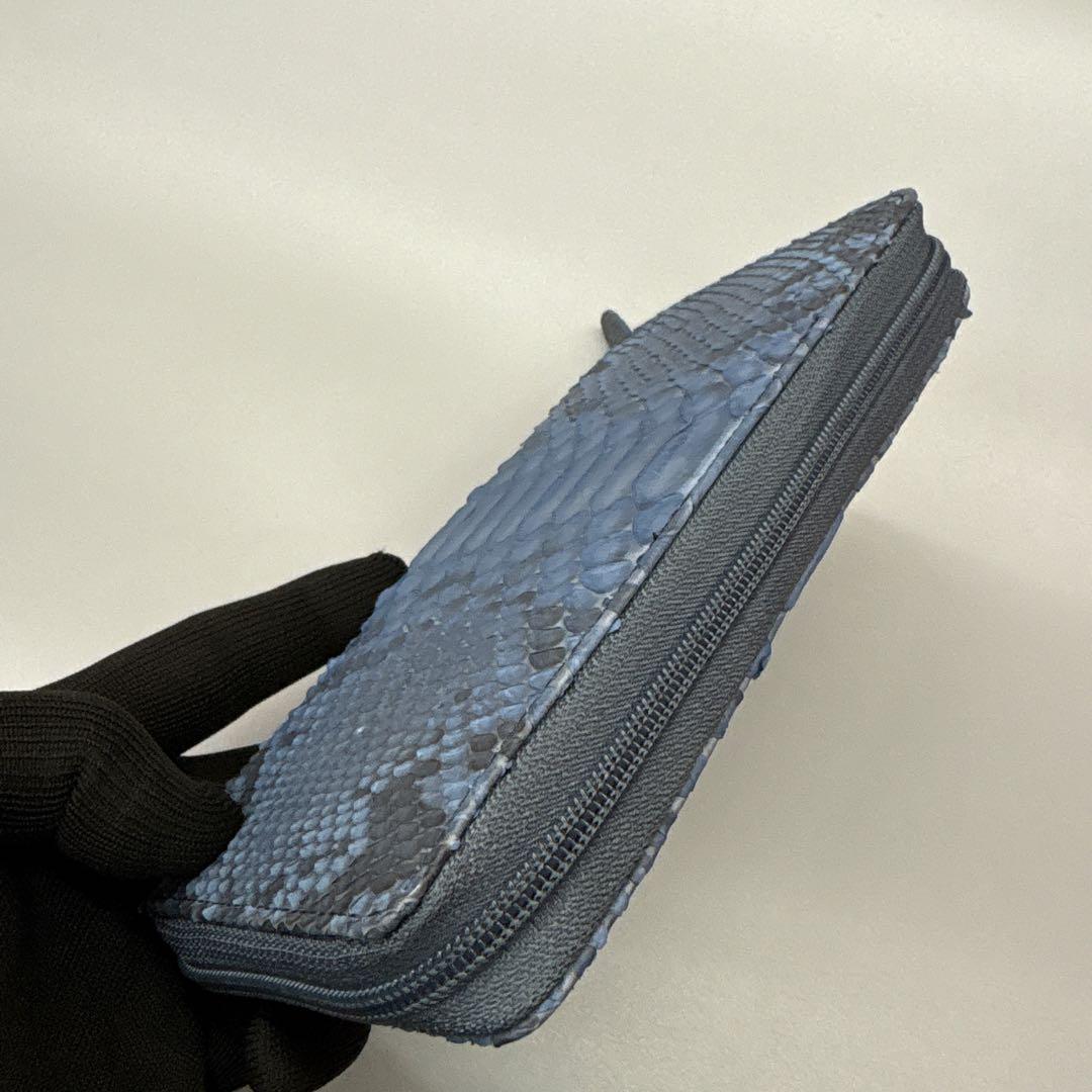 ネイビー　パイソン財布　パイソン　長財布　財布　蛇革　本革　レアカラー