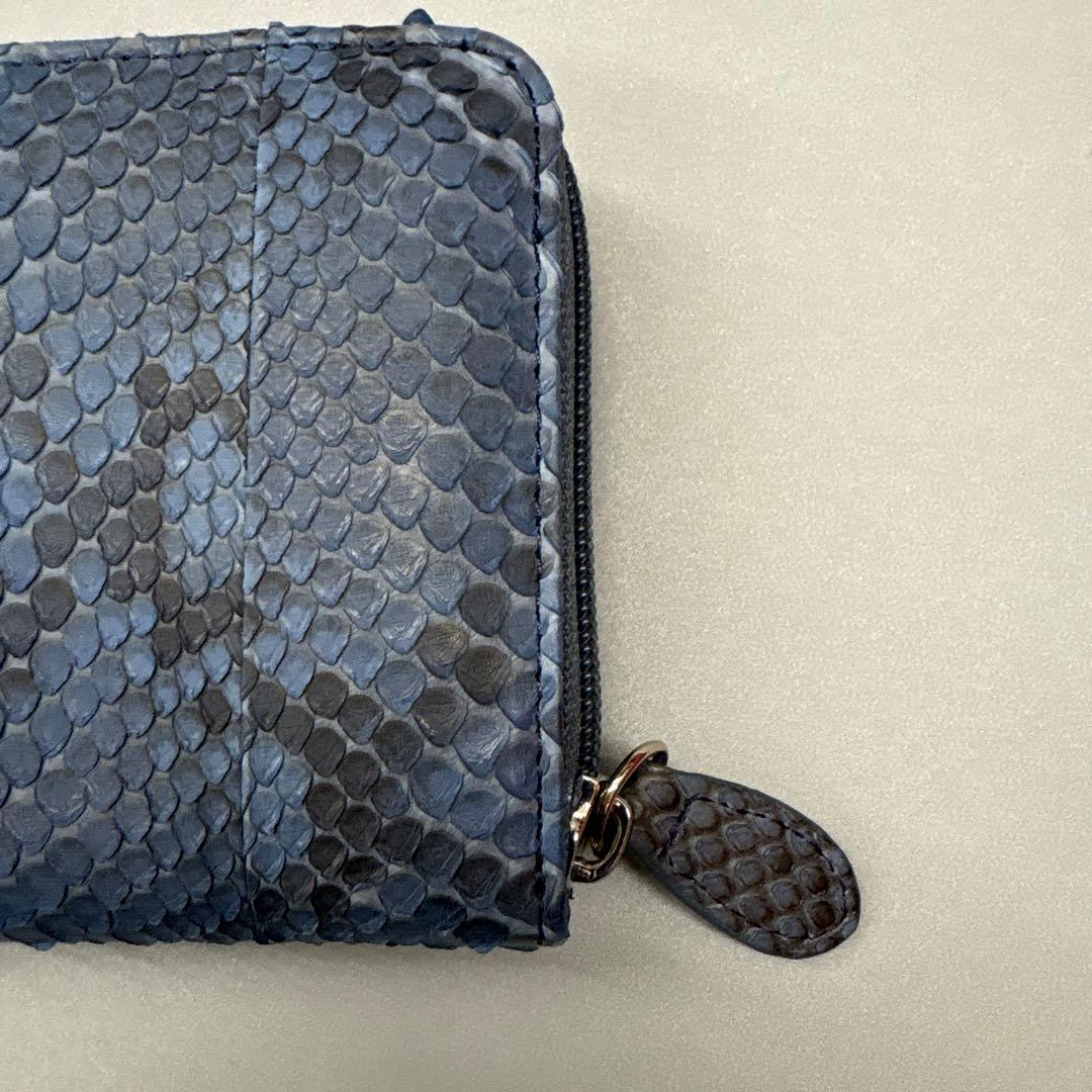ネイビー　パイソン財布　パイソン　長財布　財布　蛇革　本革　レアカラー