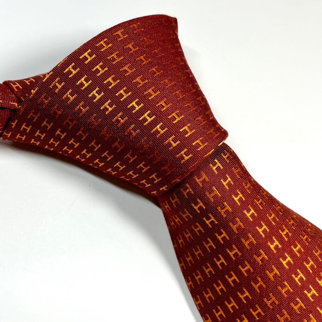 ✨未使用✨HERMES エルメス　ネクタイ　H柄　高級シルク　ファソネH