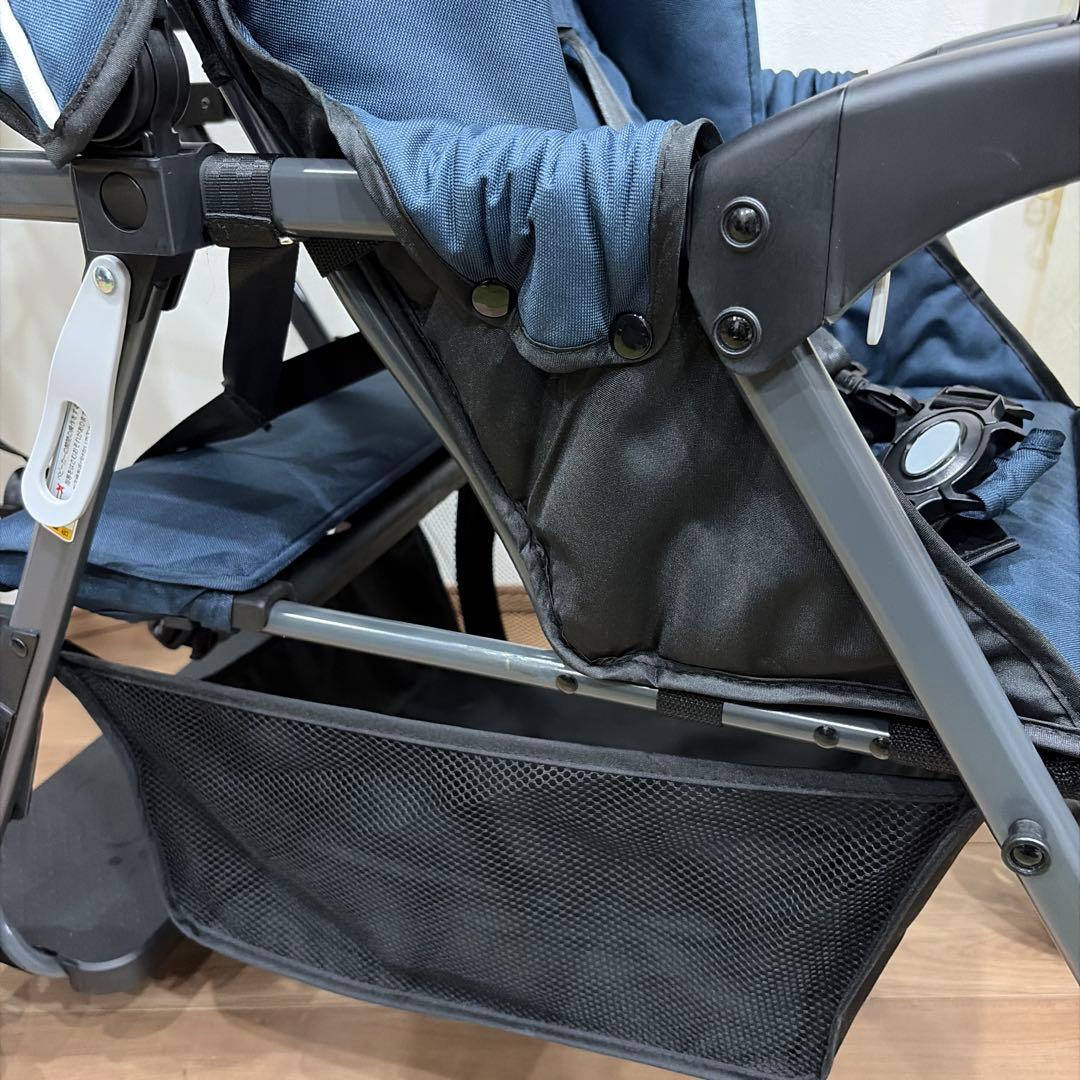 【美品】カトージ　KATOJI 2人でゴー 2人乗り ベビーカー ネイビー