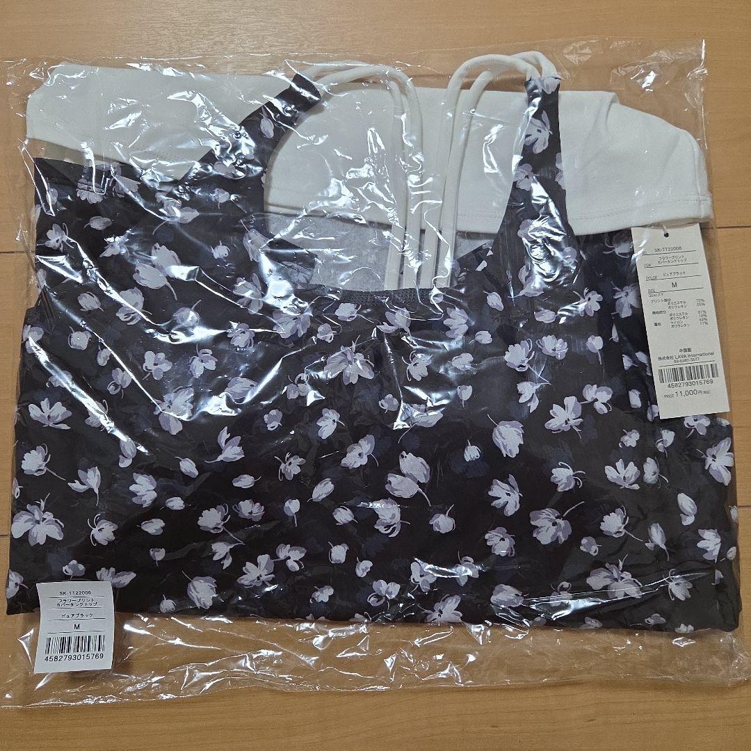【SUKALA】フラワープリントカバータンクトップ　ピュアブラック　M