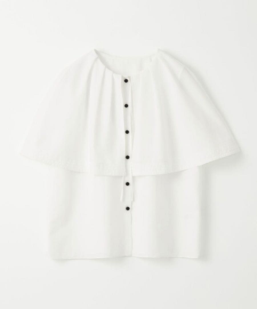 EMMEL REFINES ステッチケープブラウス　【ホワイト】