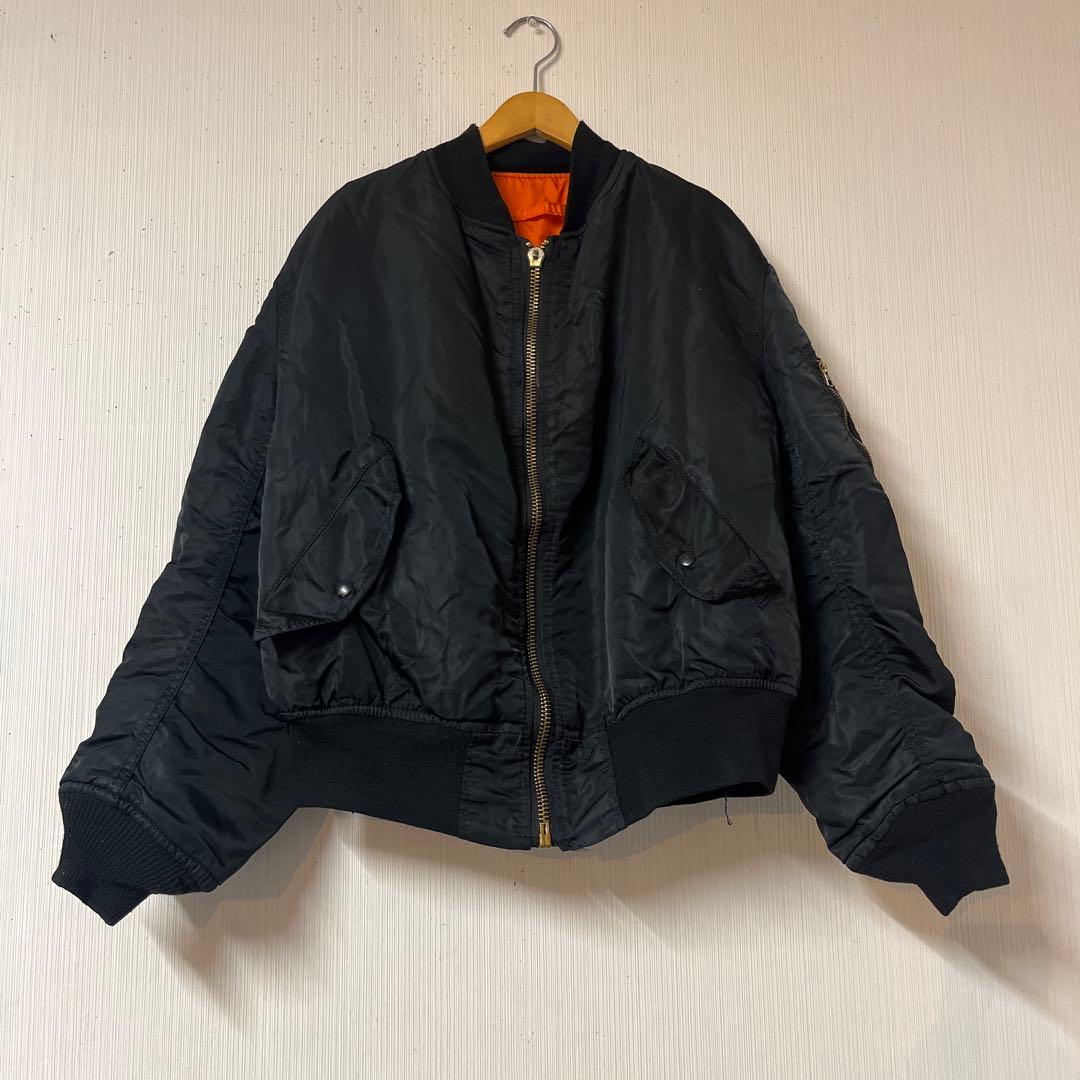 90s アルファ MA-1 サイズL ブラック フライトジャケット USA製