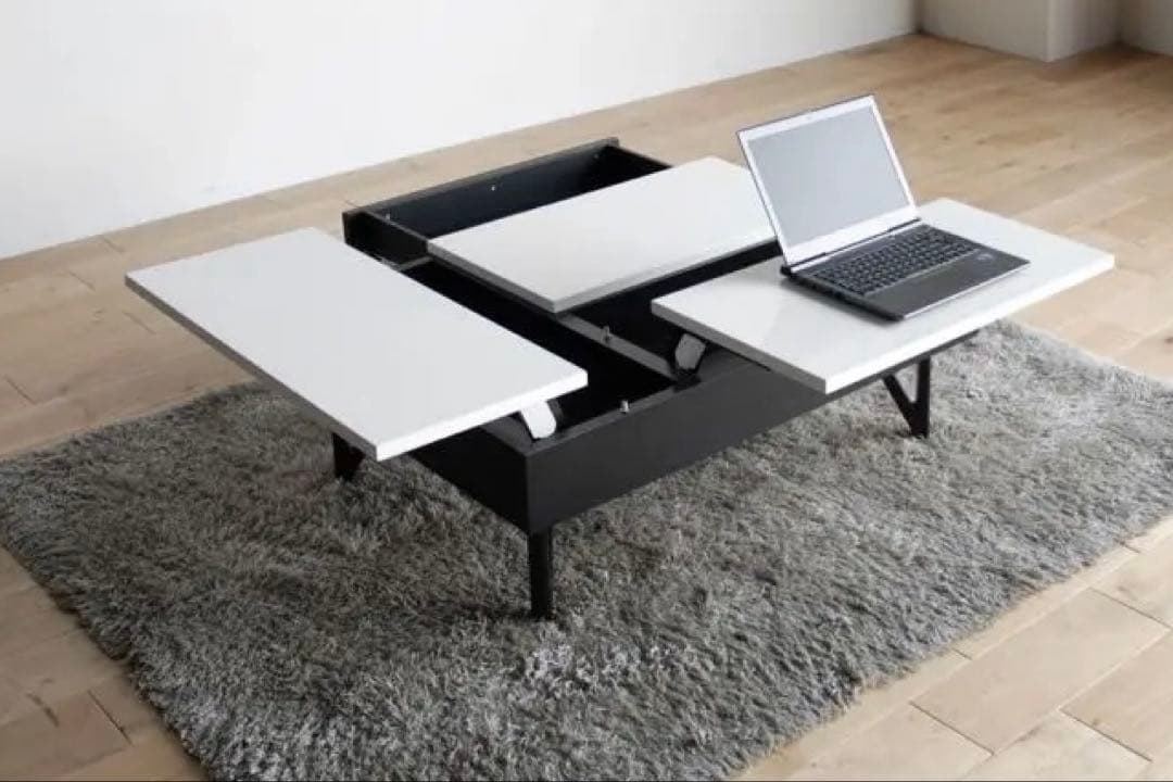 【未使用】高級センターテーブル ホワイト 昇降式