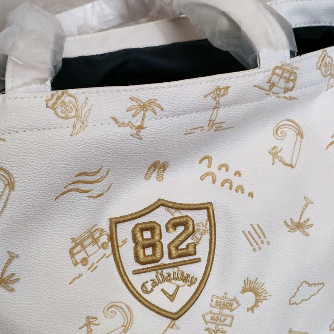 ★未使用品★Callawayゴルフトートバックビーチモチーフ 合成皮革 ホワイト