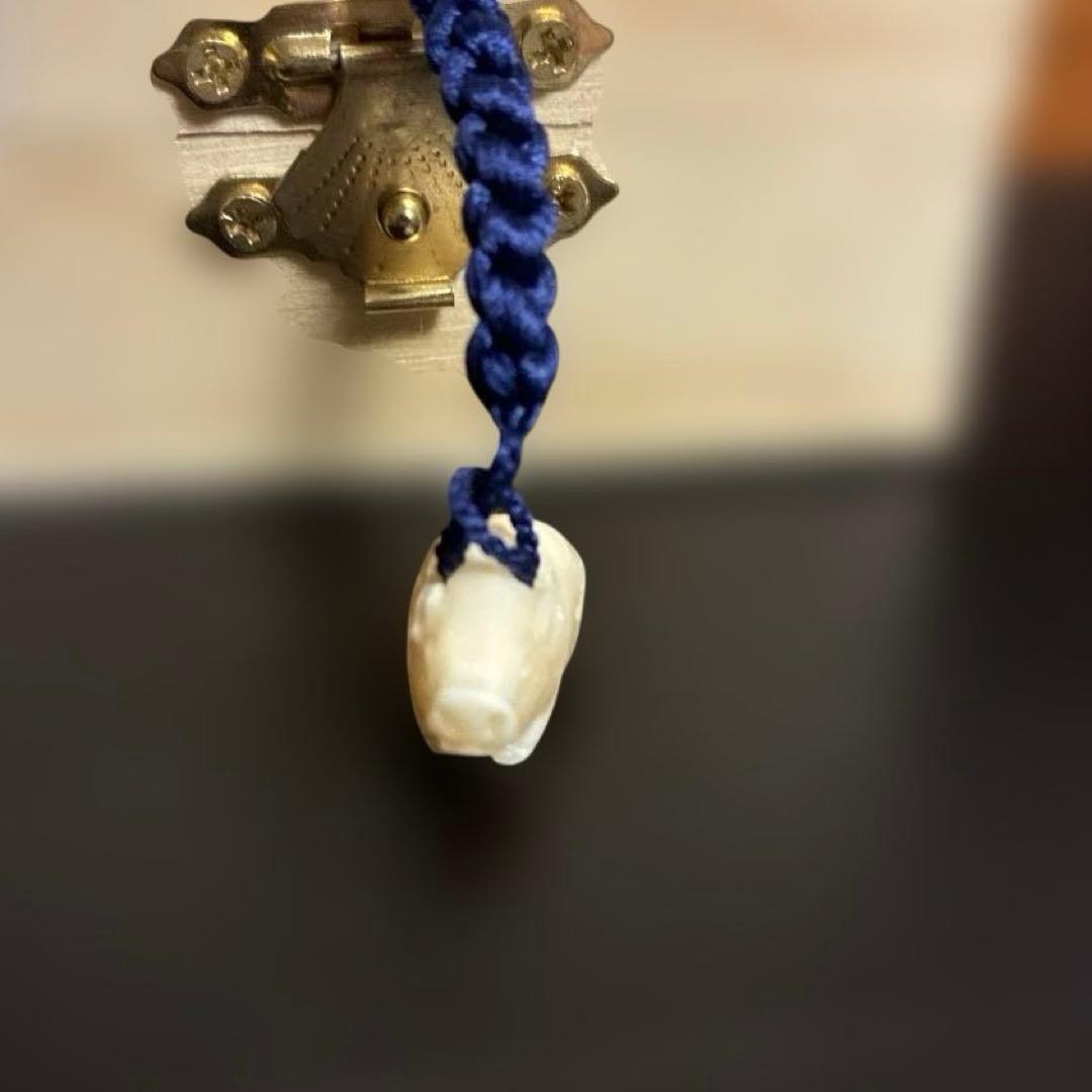 【作家物 白全】白珊瑚 根付 猪（亥）彫刻 縁起物　珊瑚　チャーム　ストラップ