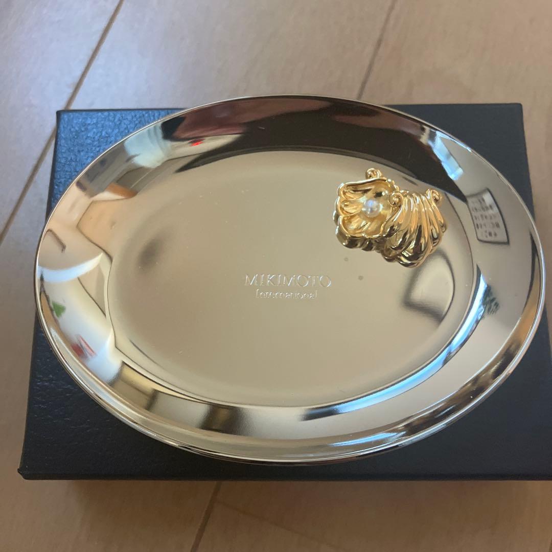 MIKIMOTO 金色貝殻装飾オーバルプレート