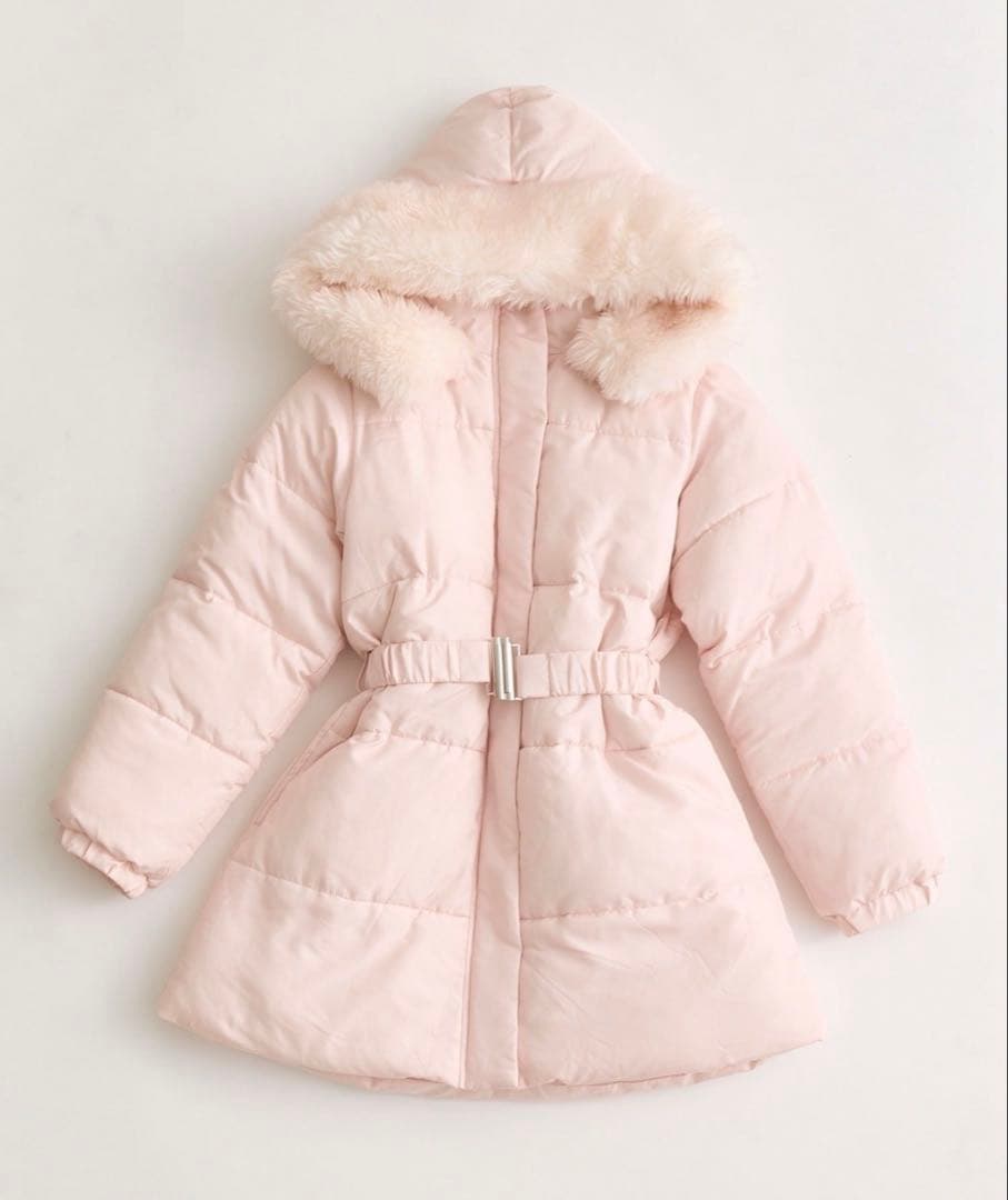 OLIVE des OLIVウエストベルト付き中綿コート　ピンク
