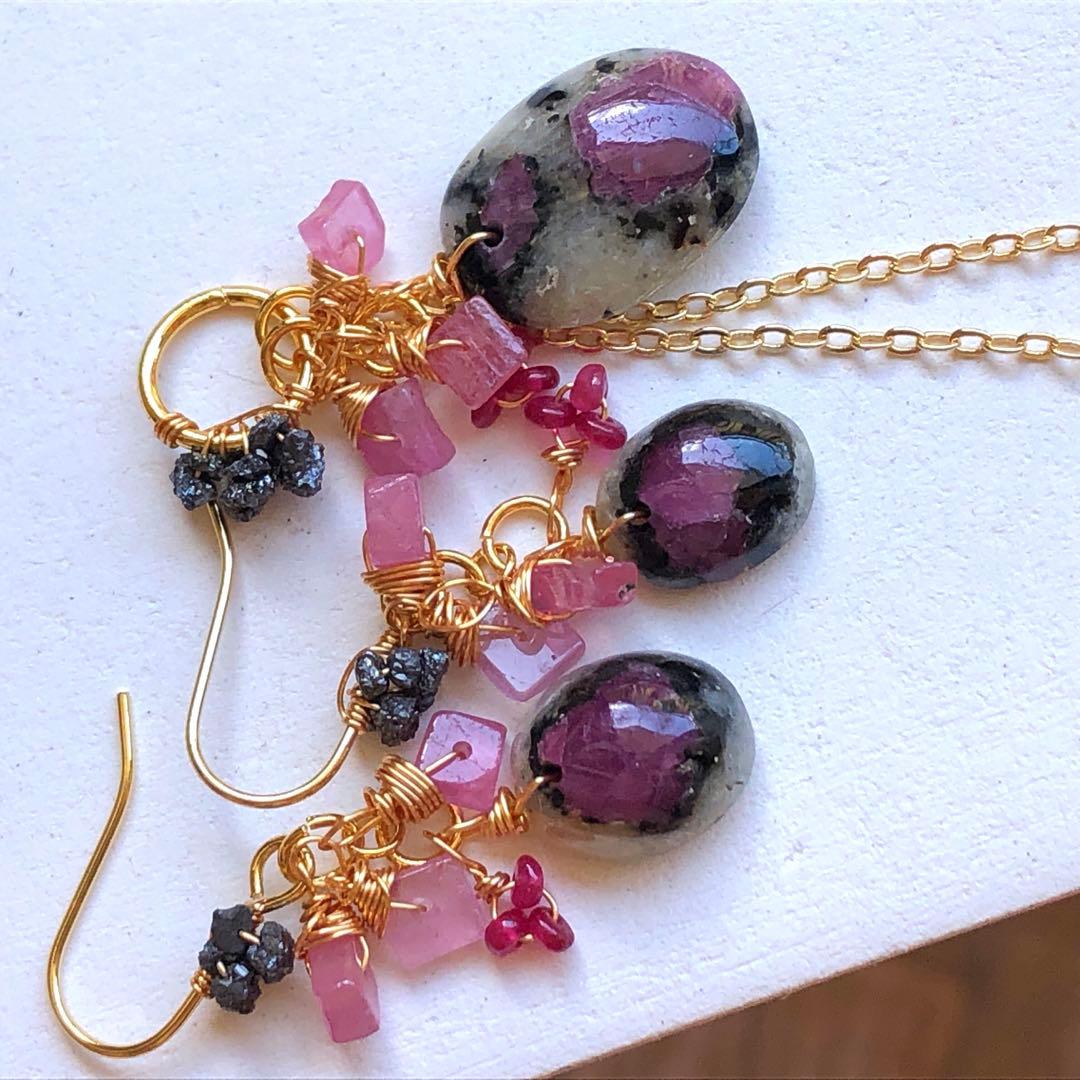 天然石☆超大粒アゲートドゥルージーのピアス14kgf