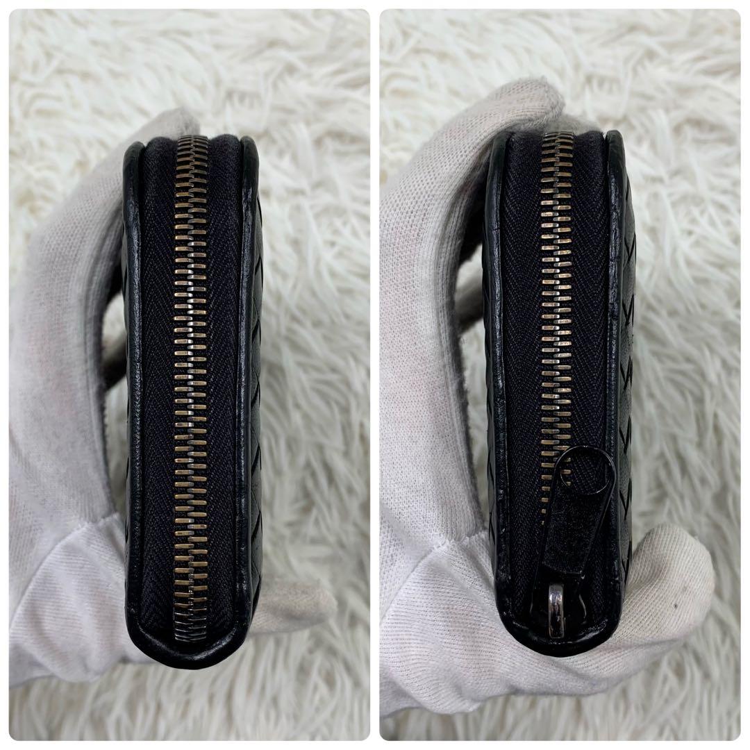 【✨美品✨】 ボッテガヴェネタ イントレチャート ラウンドファスナー ブラック