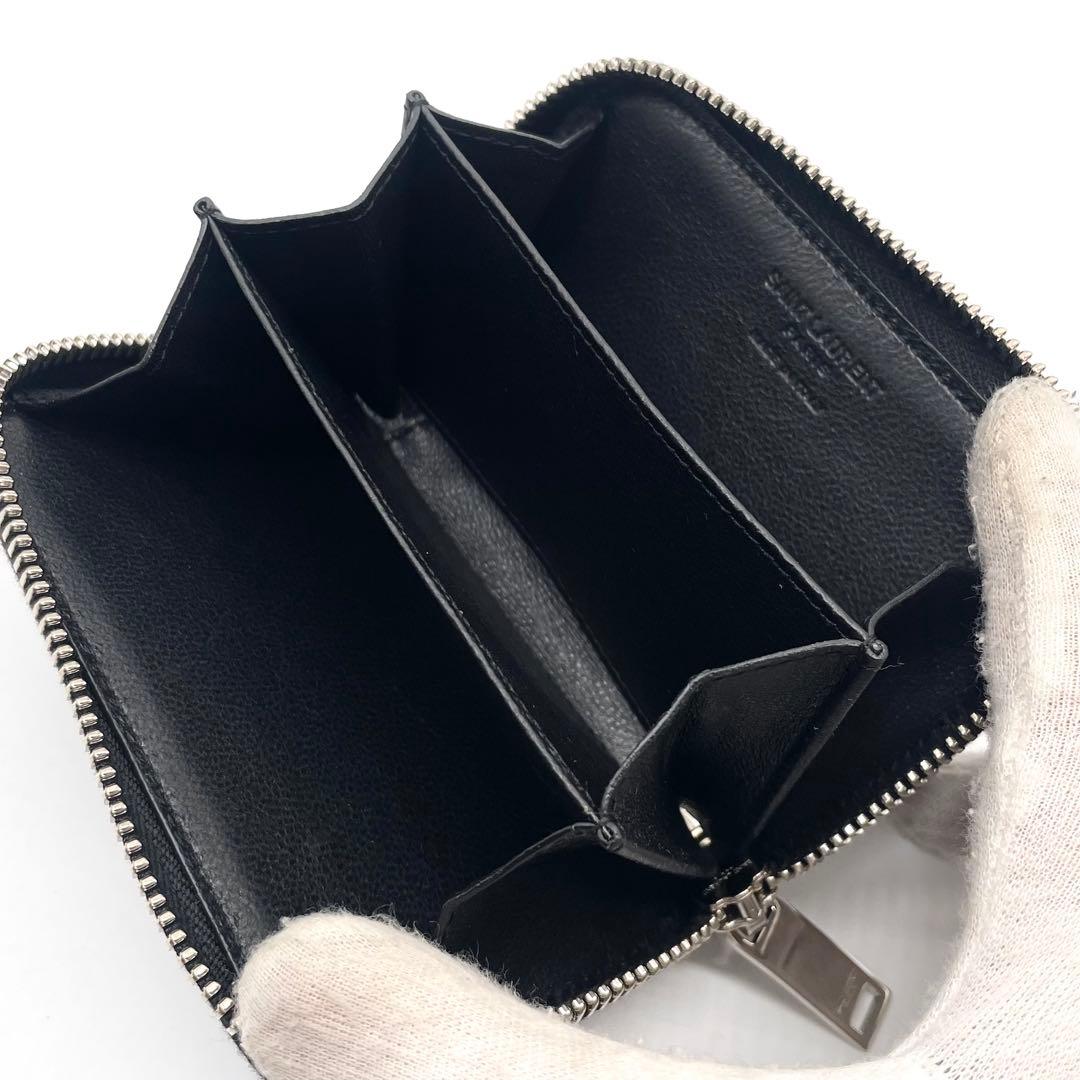 【新品同様】サンローラン ケース ラウンドジップ キャビアスキン ブラック
