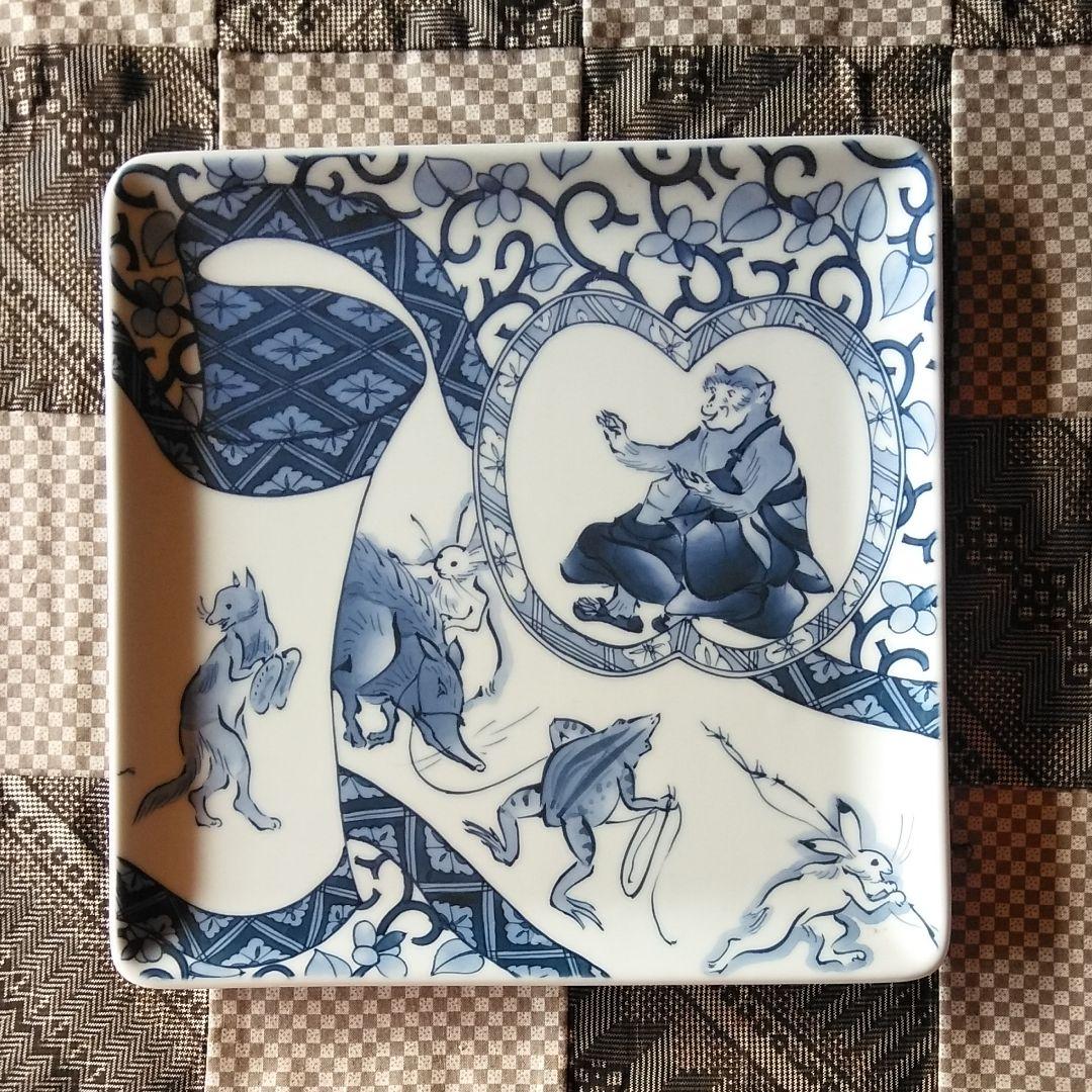 有田焼 琳泉窯 山口亜紀作 鳥獣画 角皿揃