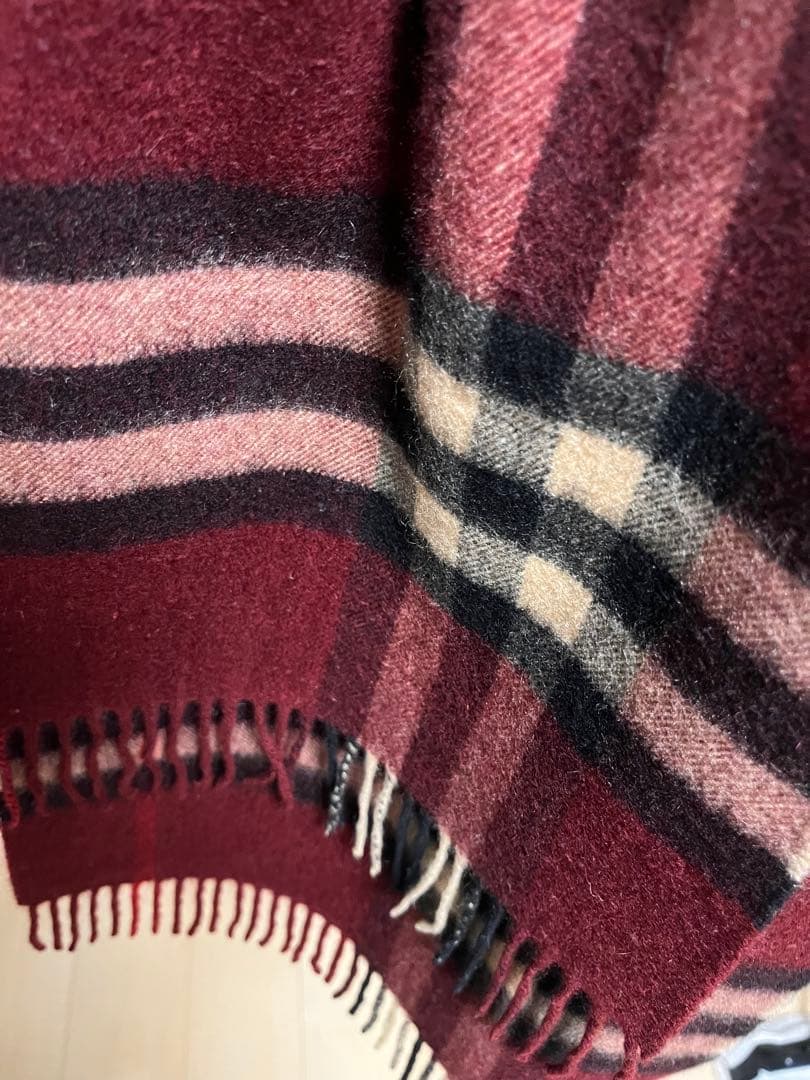 BURBERRY　バーバリー　マフラー　カシミア100％　美品　バーガンディ系
