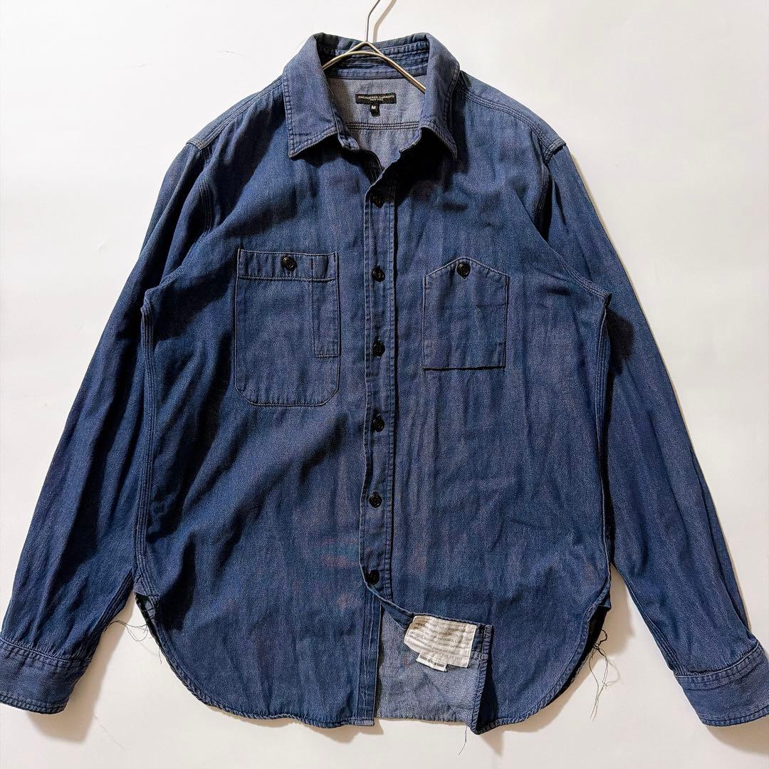 USA製✨エンジニアードガーメンツ インディゴワークシャツ 猫目ボタン マチ付