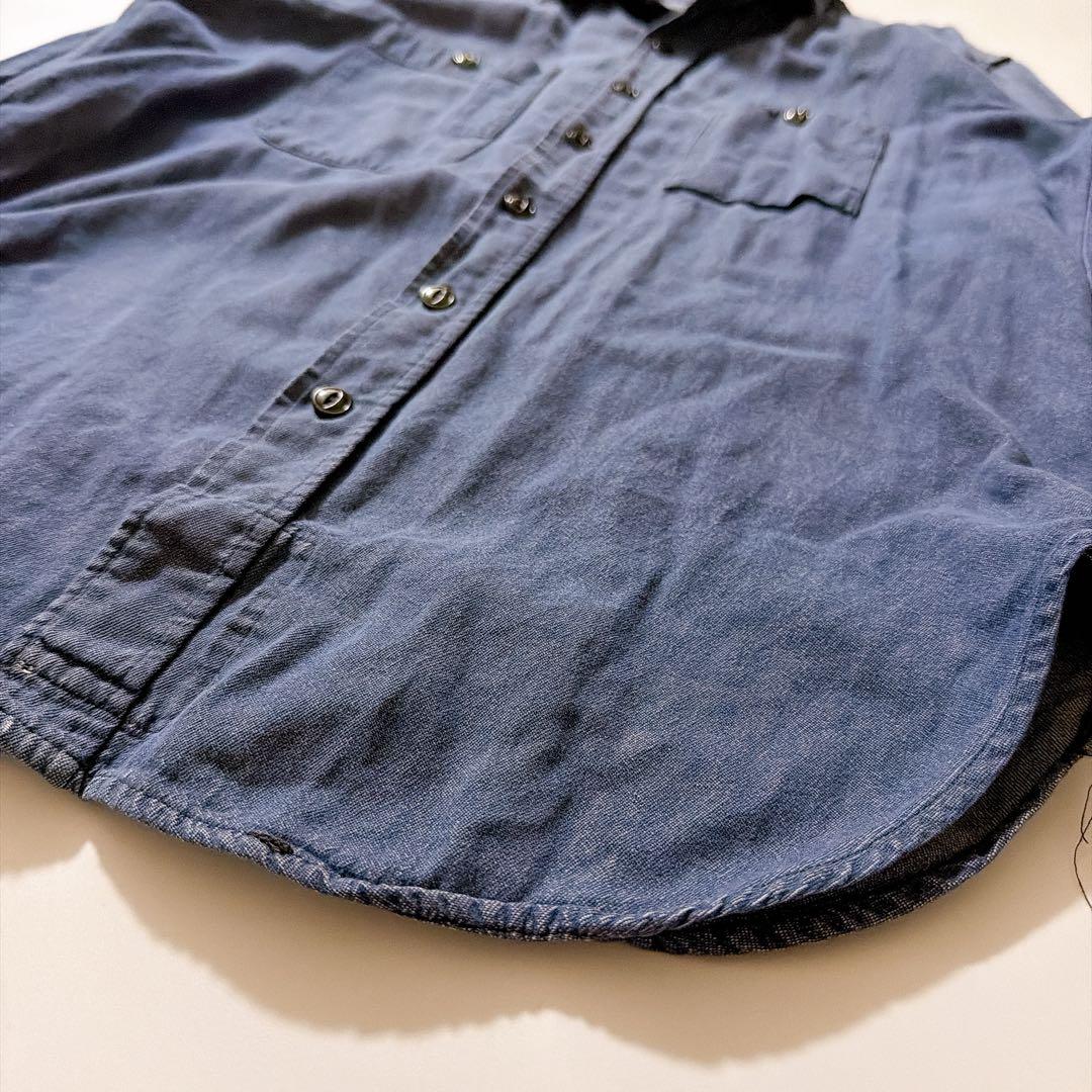 USA製✨エンジニアードガーメンツ インディゴワークシャツ 猫目ボタン マチ付