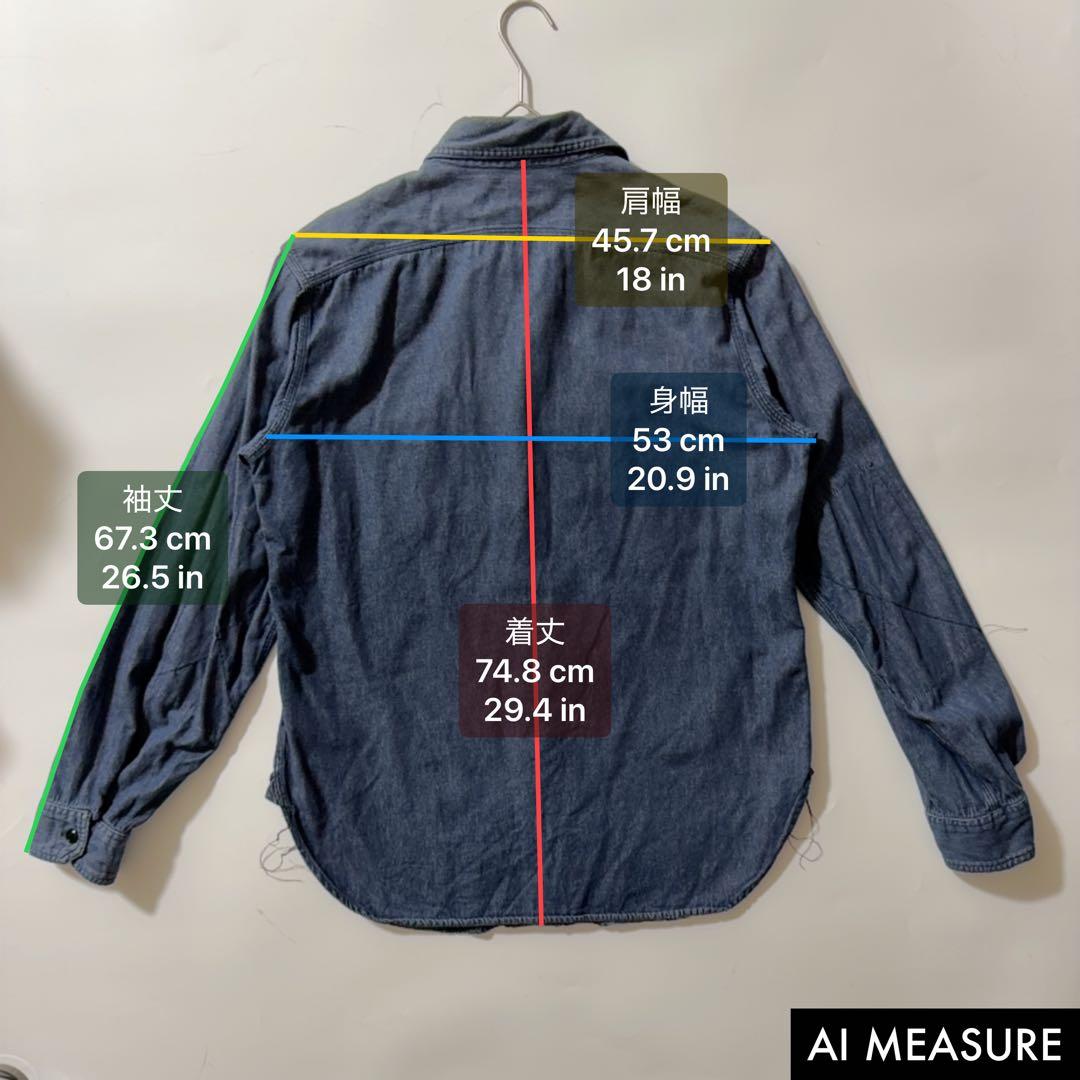 USA製✨エンジニアードガーメンツ インディゴワークシャツ 猫目ボタン マチ付