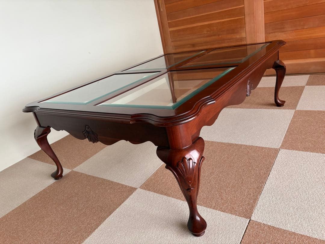 超美品　アメリカ家具定価20数万円、イーセンアーレン センター硝子テーブル、猫脚