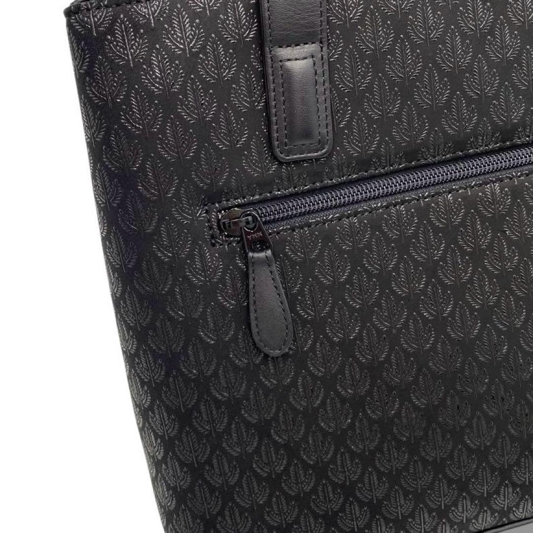 美品 印傳屋 トートバッグ 鹿革 ディアスキン 若松模様 レザー 伝統工芸品 黒