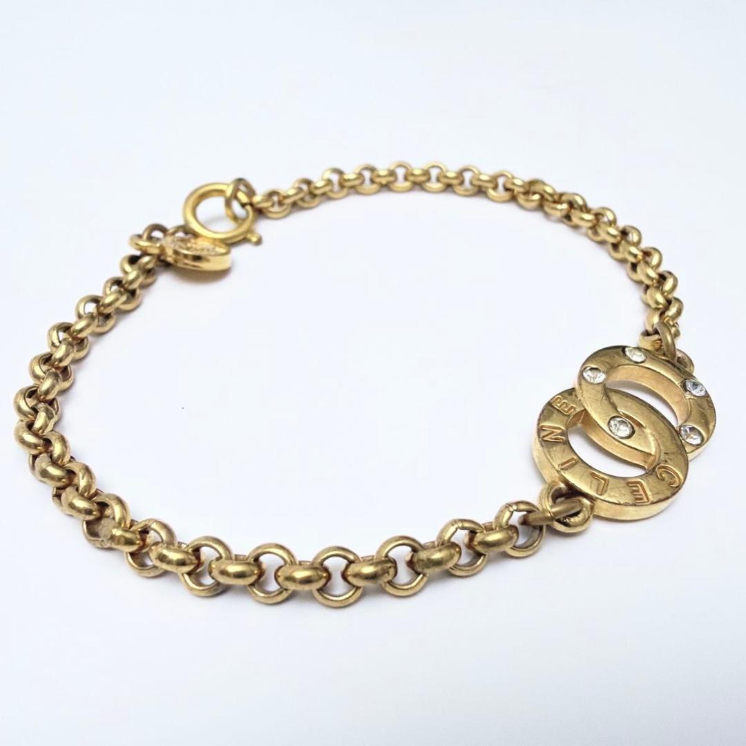 セリーヌ サークルロゴ ブレスレット ラインストーン ゴールド アクセサリー