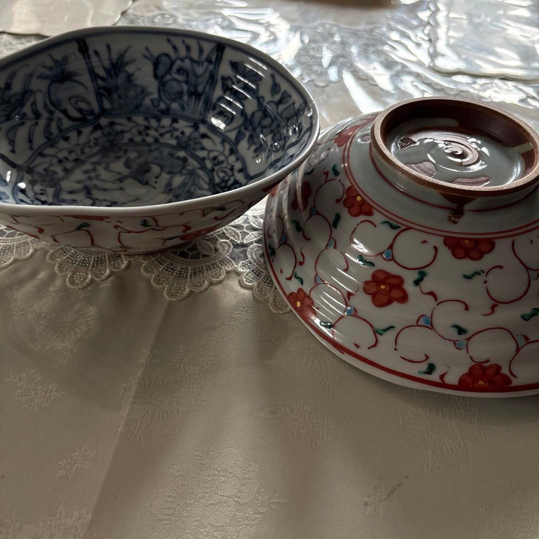 京焼 大野瑞昭 赤絵唐草柄　銘々皿　5客