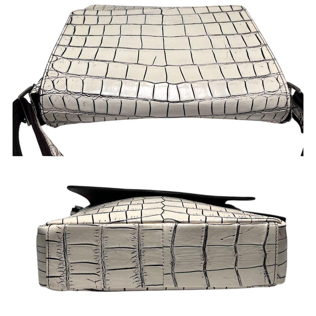 【未使用保管品】JRA認定品・日本製/クロコダイル/目地染め/ショルダーバッグ