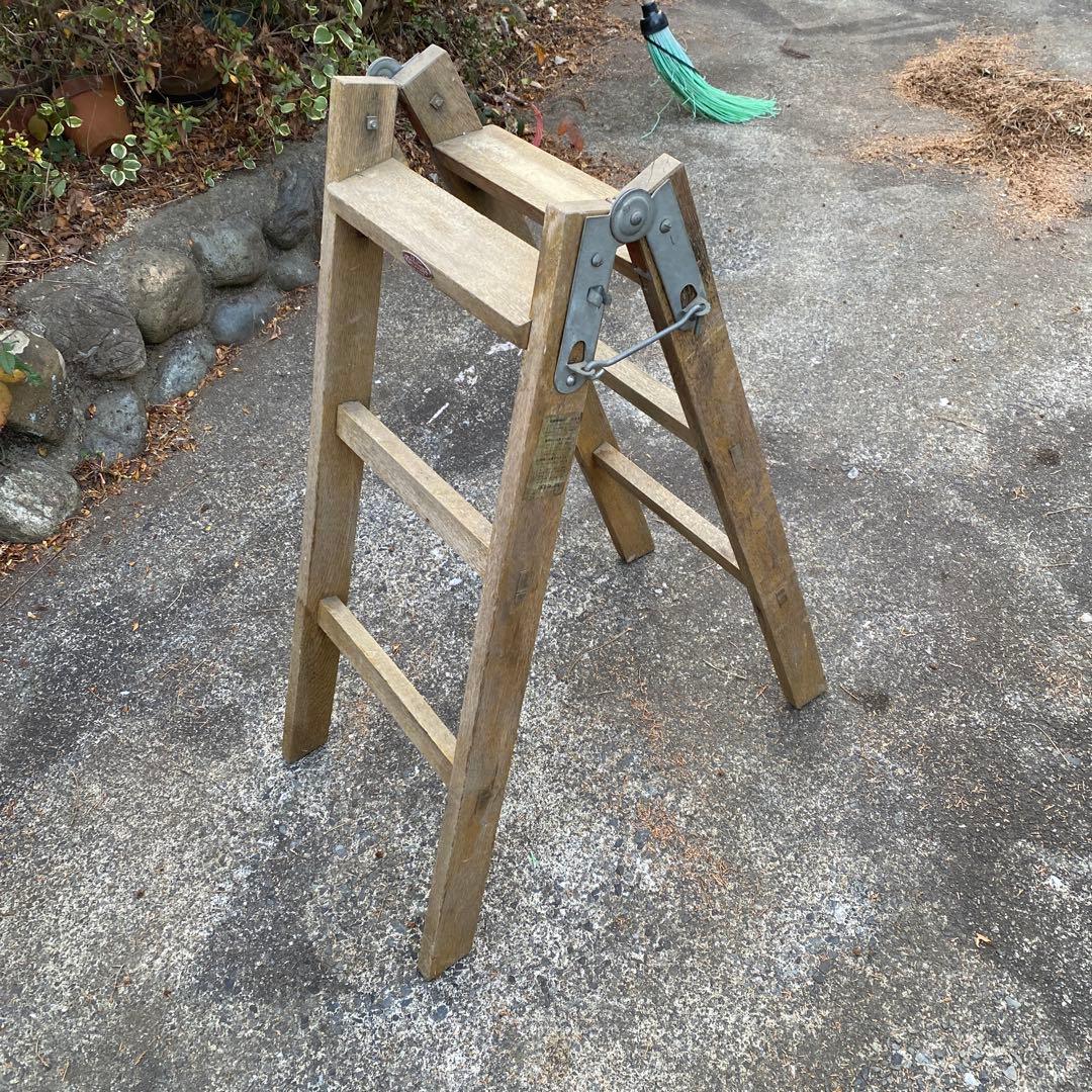 ヴィンテージ_ハシゴ_ラダー_木製_アンティーク 梯子　90/178cm