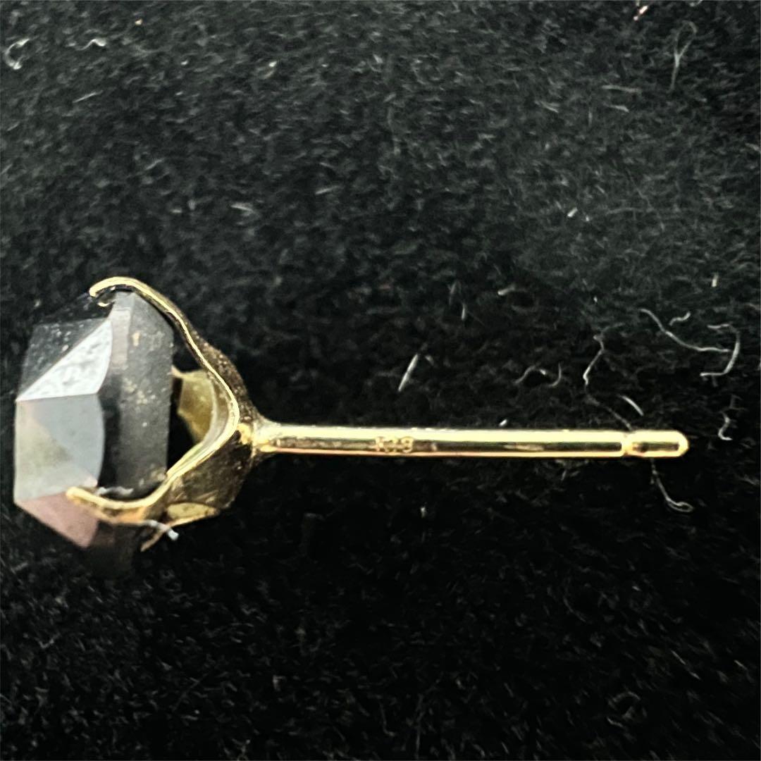 大粒　1.03ct ブラックダイヤモンド　ローズカット　片耳　ピアス　K18