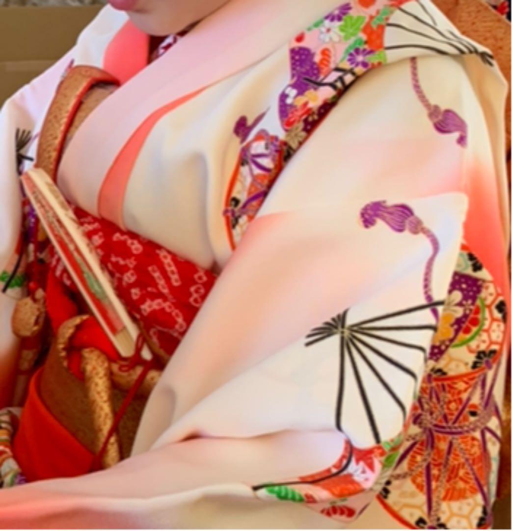 七五三　七歳　女の子　正絹　作り帯セット　帯揚げヘアアクセサリーつき