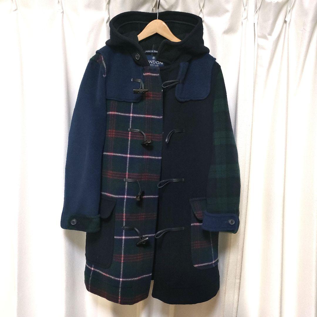【極美品】希少 ロンドントラディション チェック切り替え ウール ダッフルコート